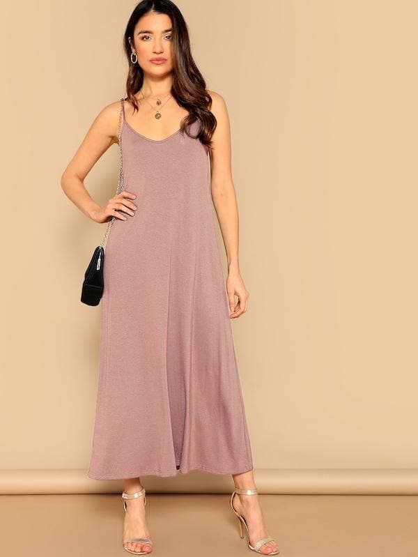 Sleeveless Spaghetti Strap Pocket Patched Swing Cami Dress