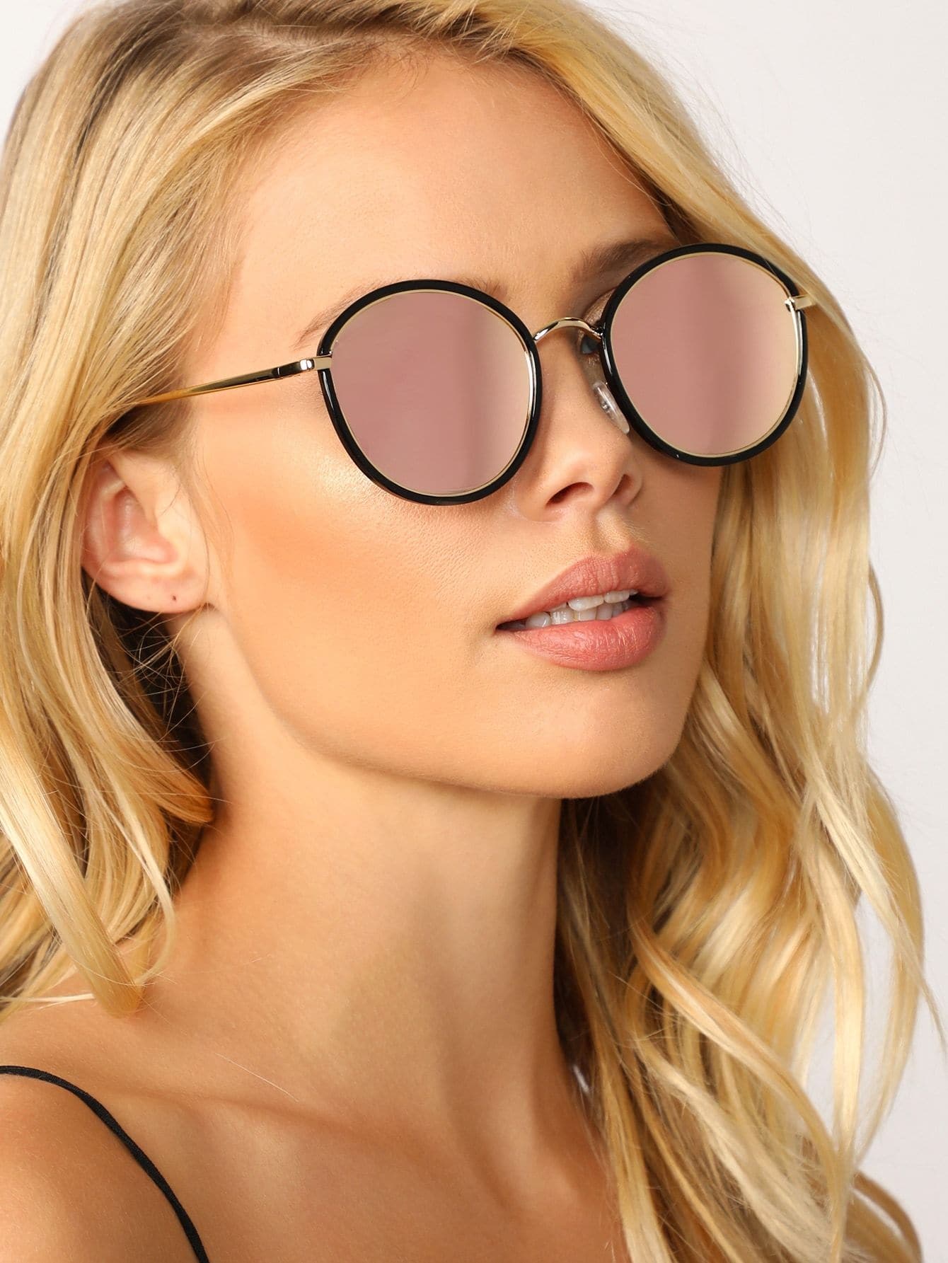 Reflective Metal And Acrylic Circle Sunglasses