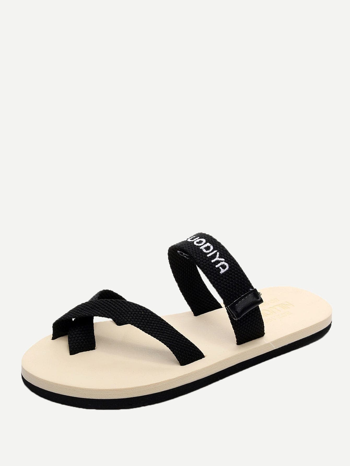 Open Toe Ring Embroidered Sandals