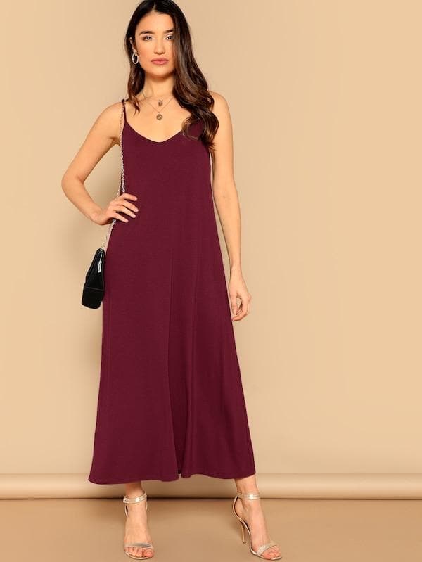 Sleeveless Spaghetti Strap Pocket Patched Swing Cami Dress