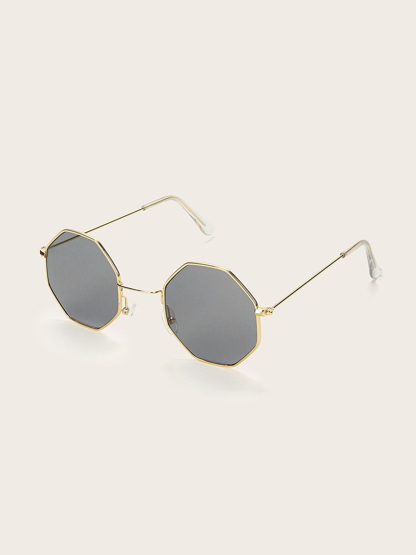 Grey Hobo Octagon Frame Tinted Lens Sunglasses