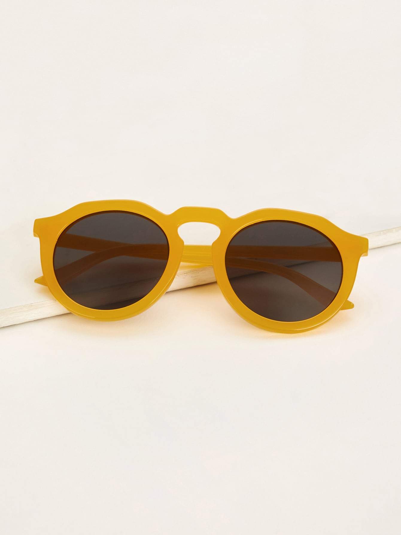 Yellow Two Tone Round Lens Sunglasses