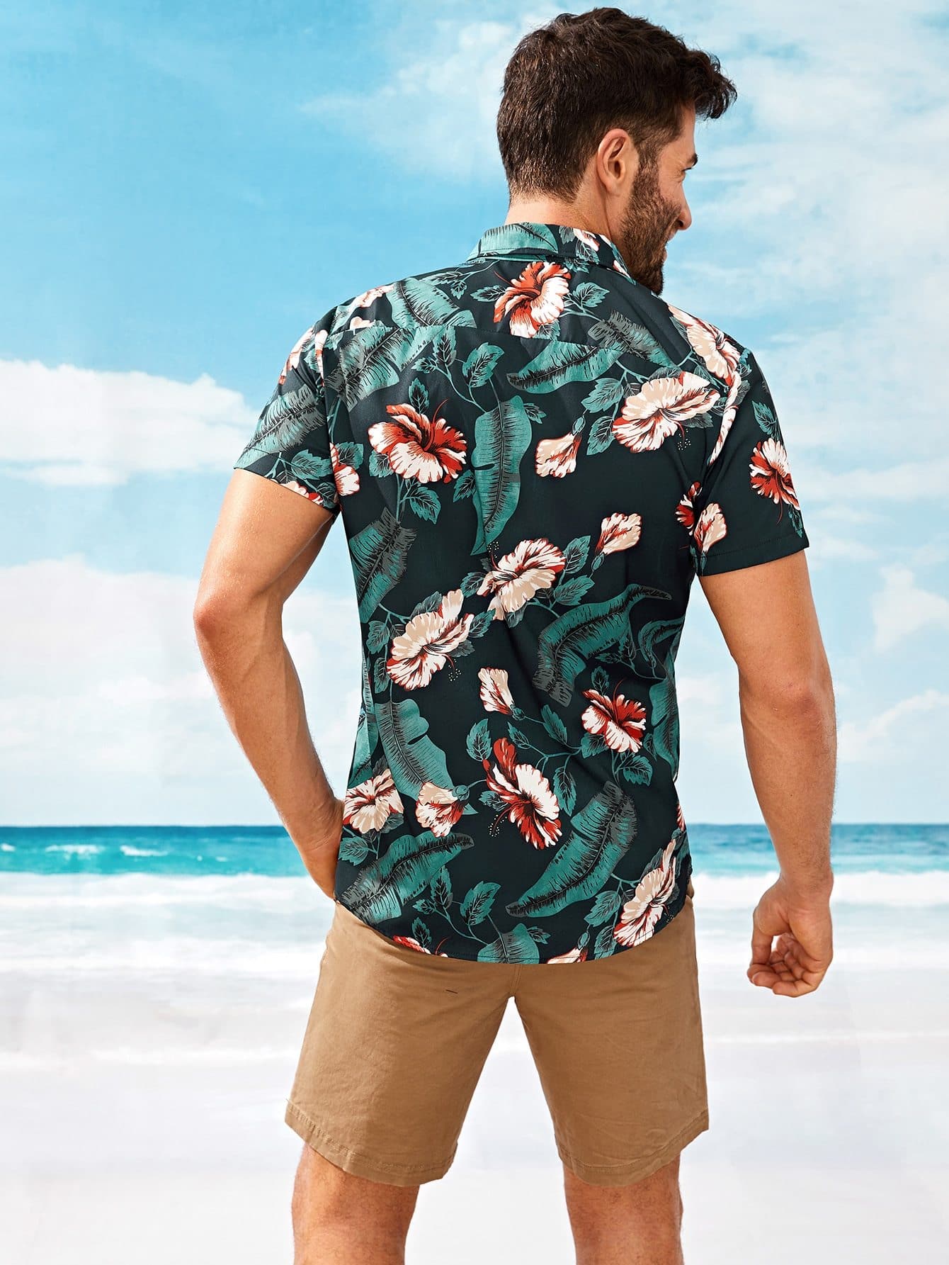 Short Sleeve Tropical & Floral Print Shirt