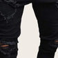 Tapered Button Fly Zip Hem Ripped Skinny Jeans
