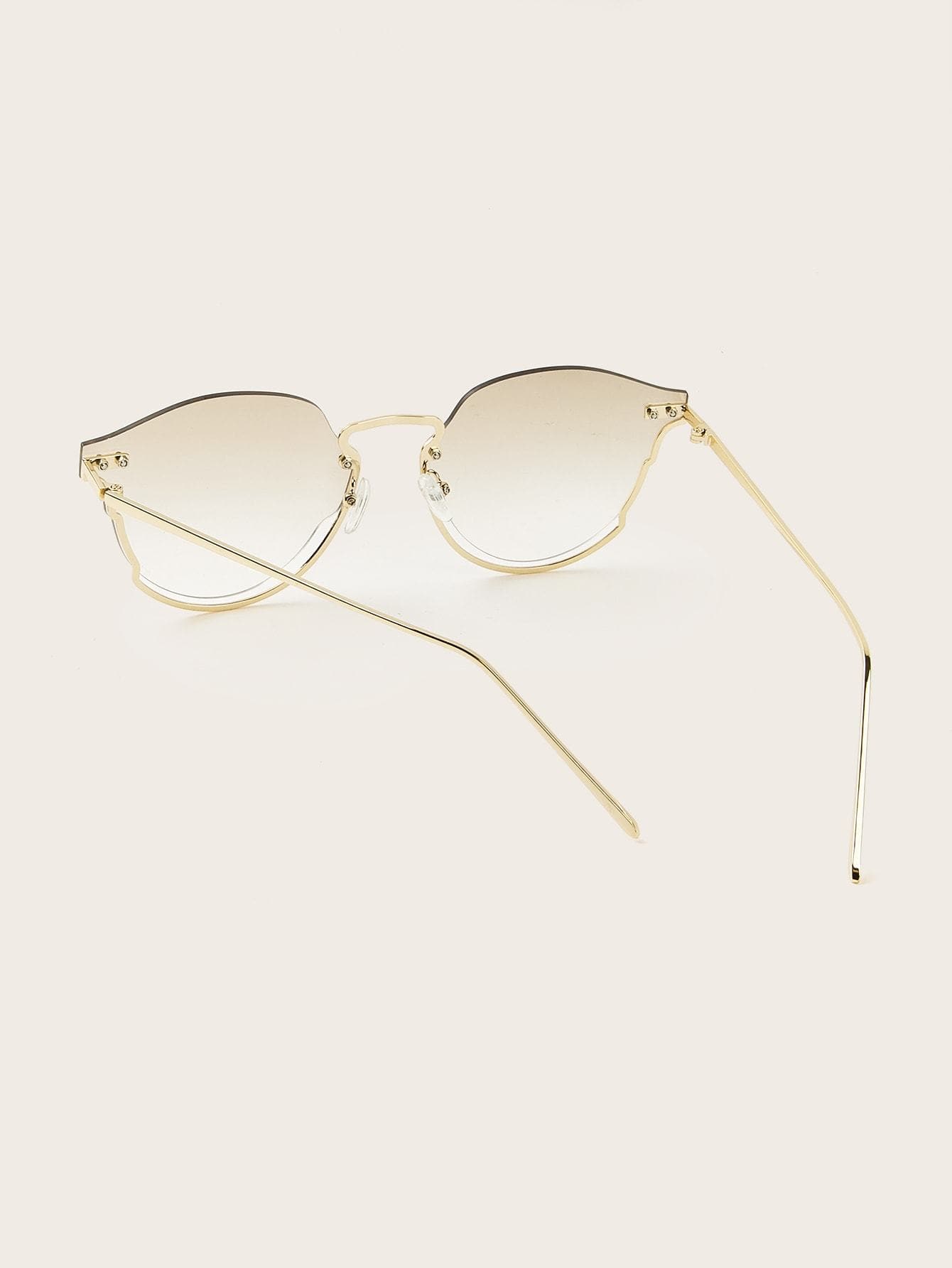 Beige Semi Rimless Frame Sunglasses