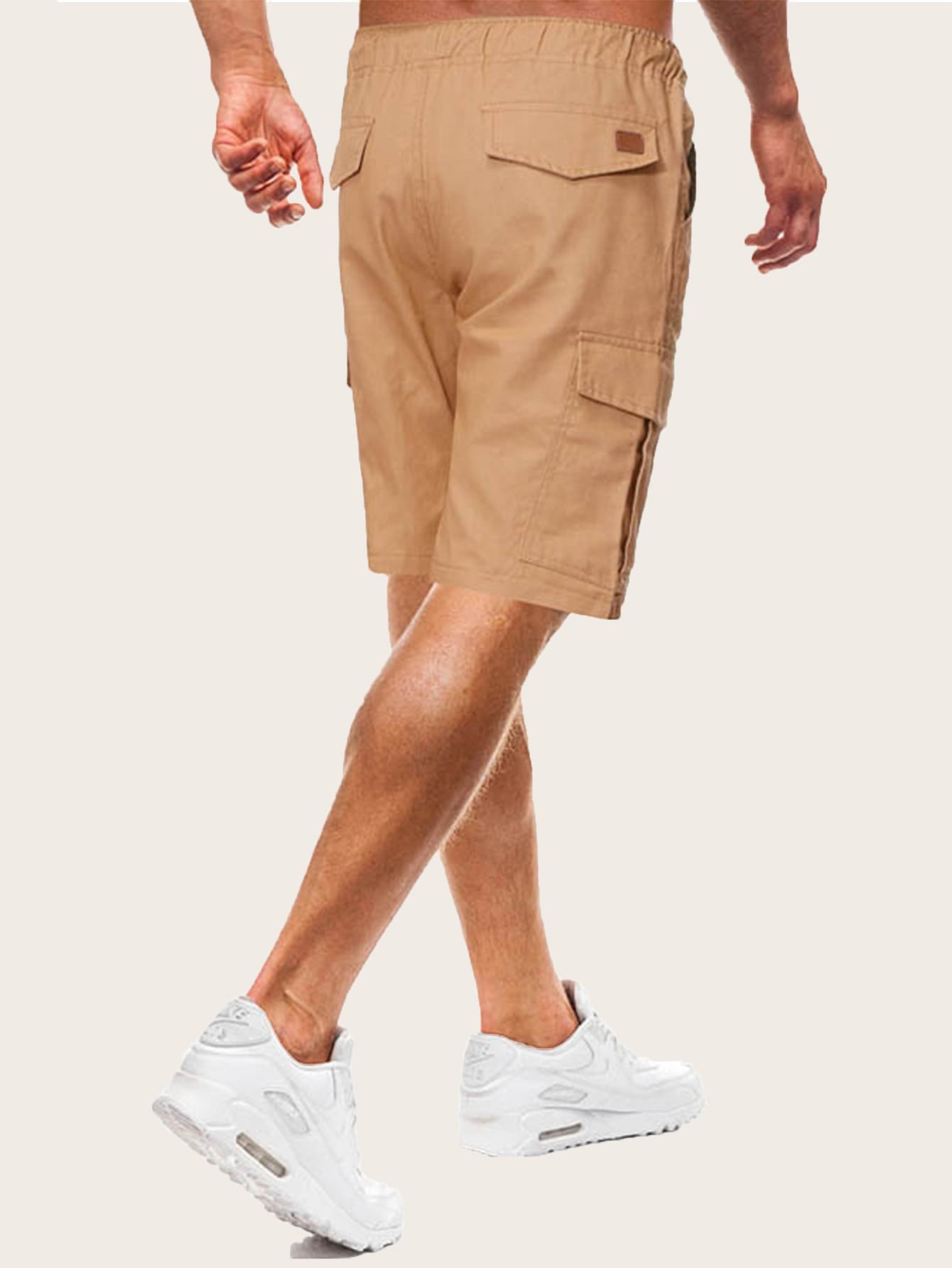 Khaki Drawstring Waist Pocket Side Shorts