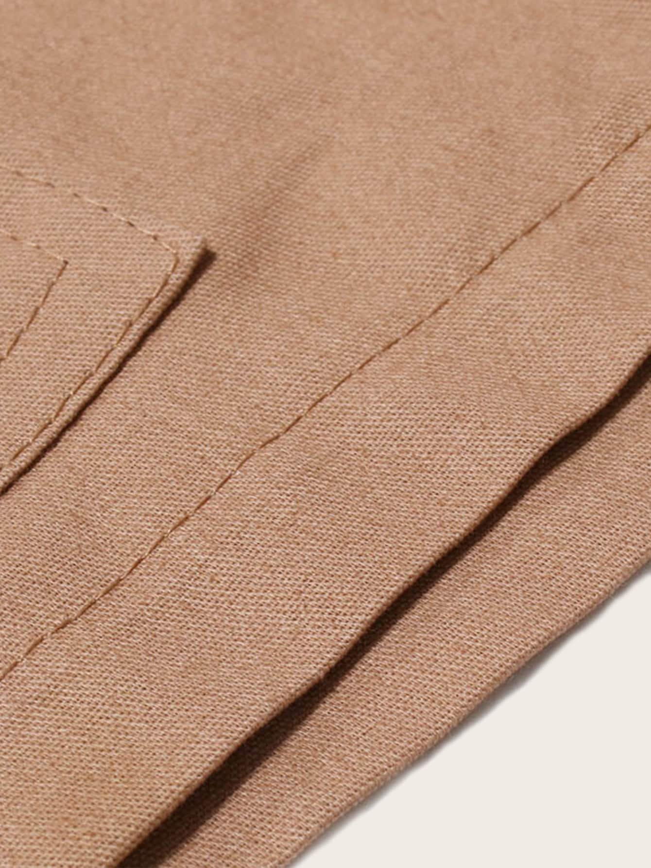 Khaki Drawstring Waist Pocket Side Shorts
