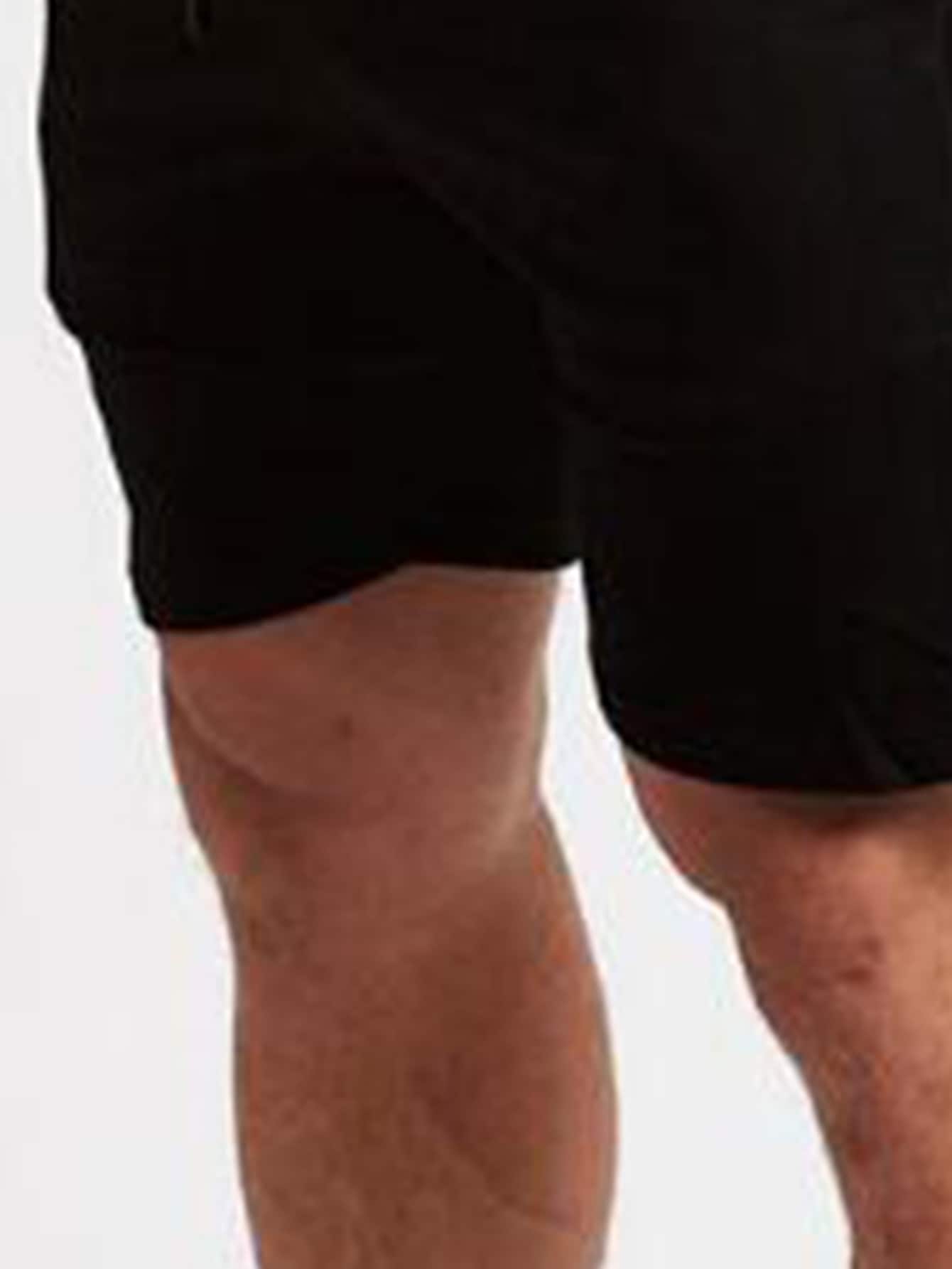 Black Cotton Drawstring Waist Shorts