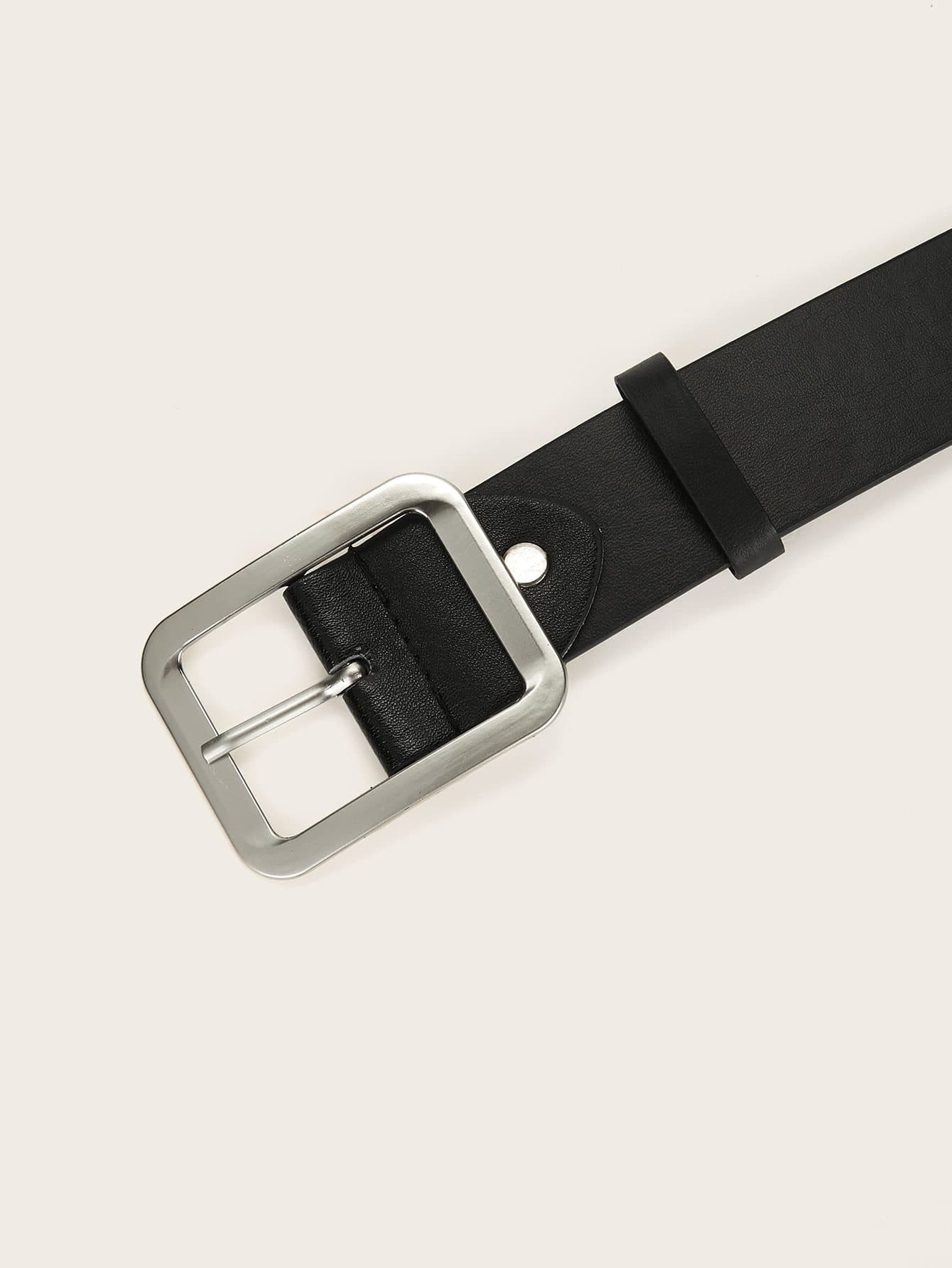 Black Square Metal Buckle Belt
