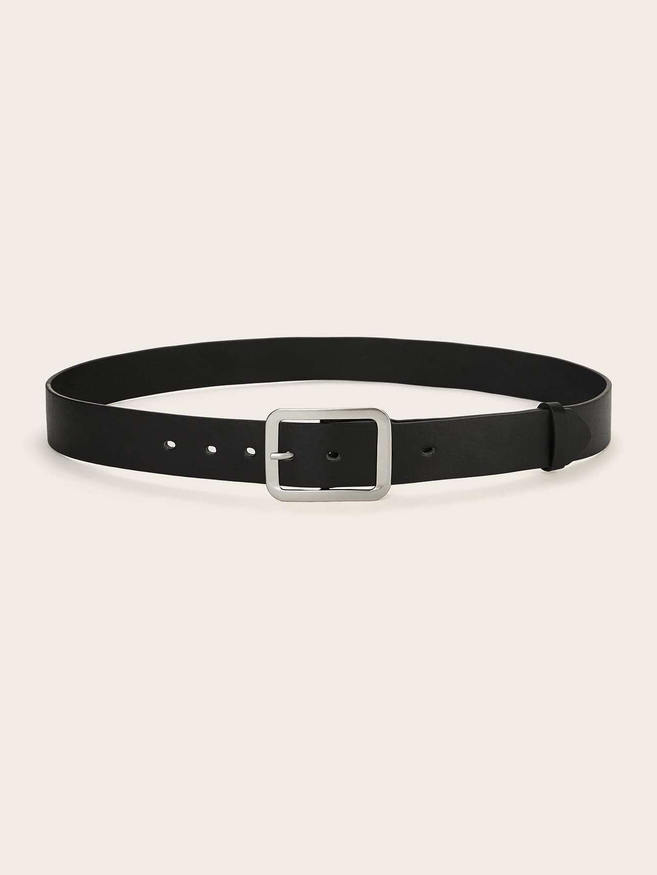 Black Square Metal Buckle Belt