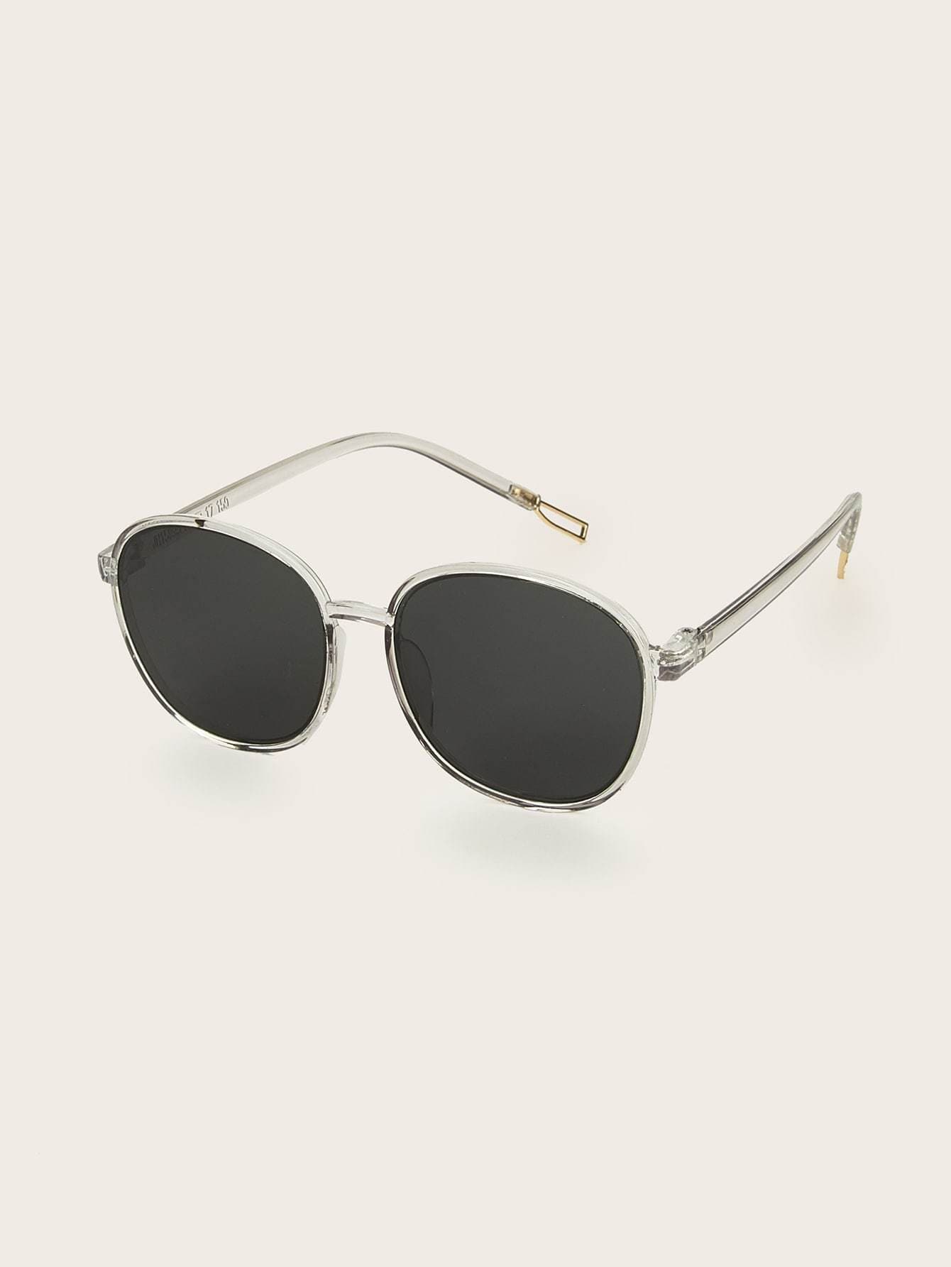 Grey Transparent Frame Flat Lens Sunglasses