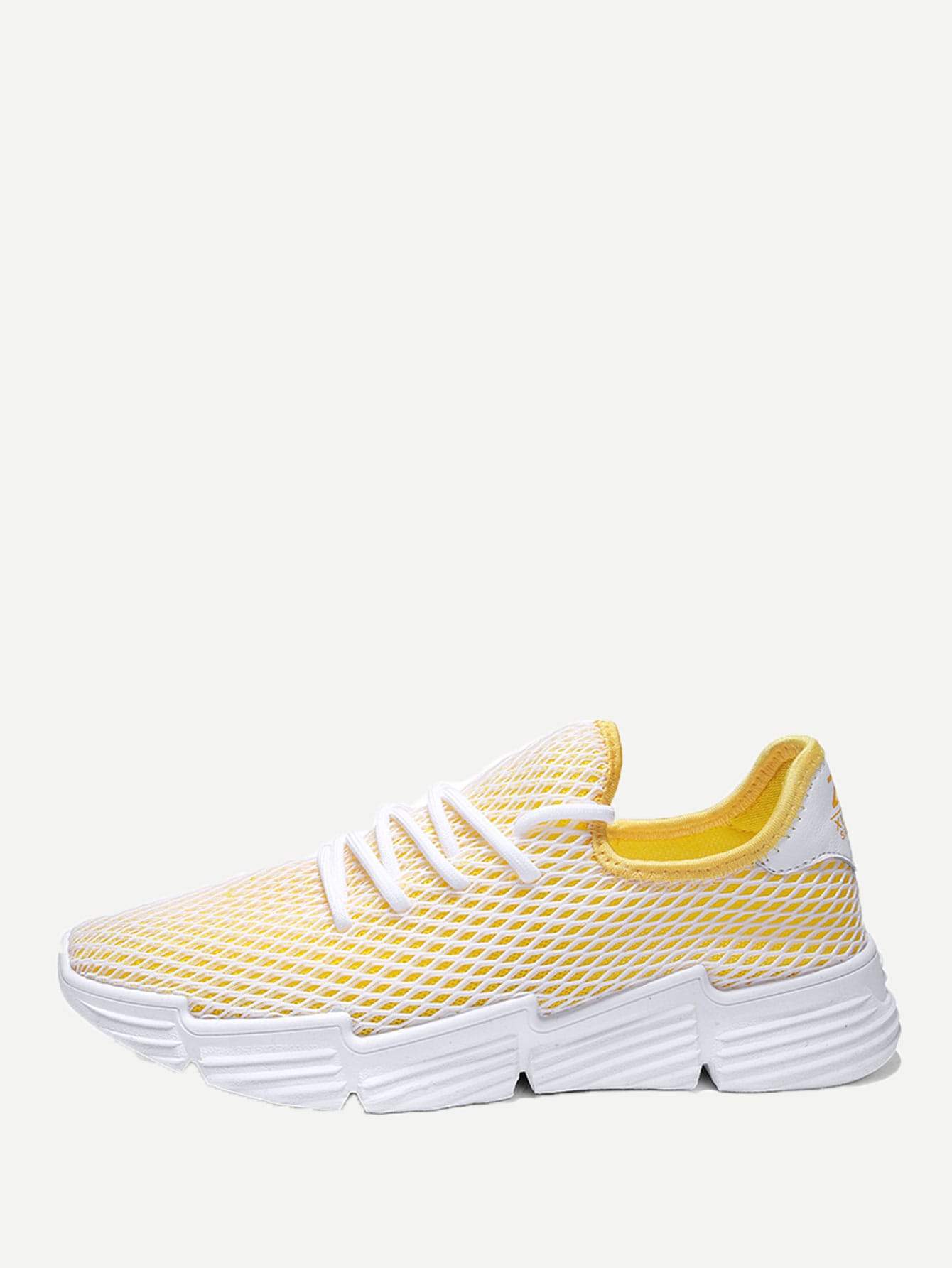 Round Toe Lace-up Front Mesh Trainers Shoes