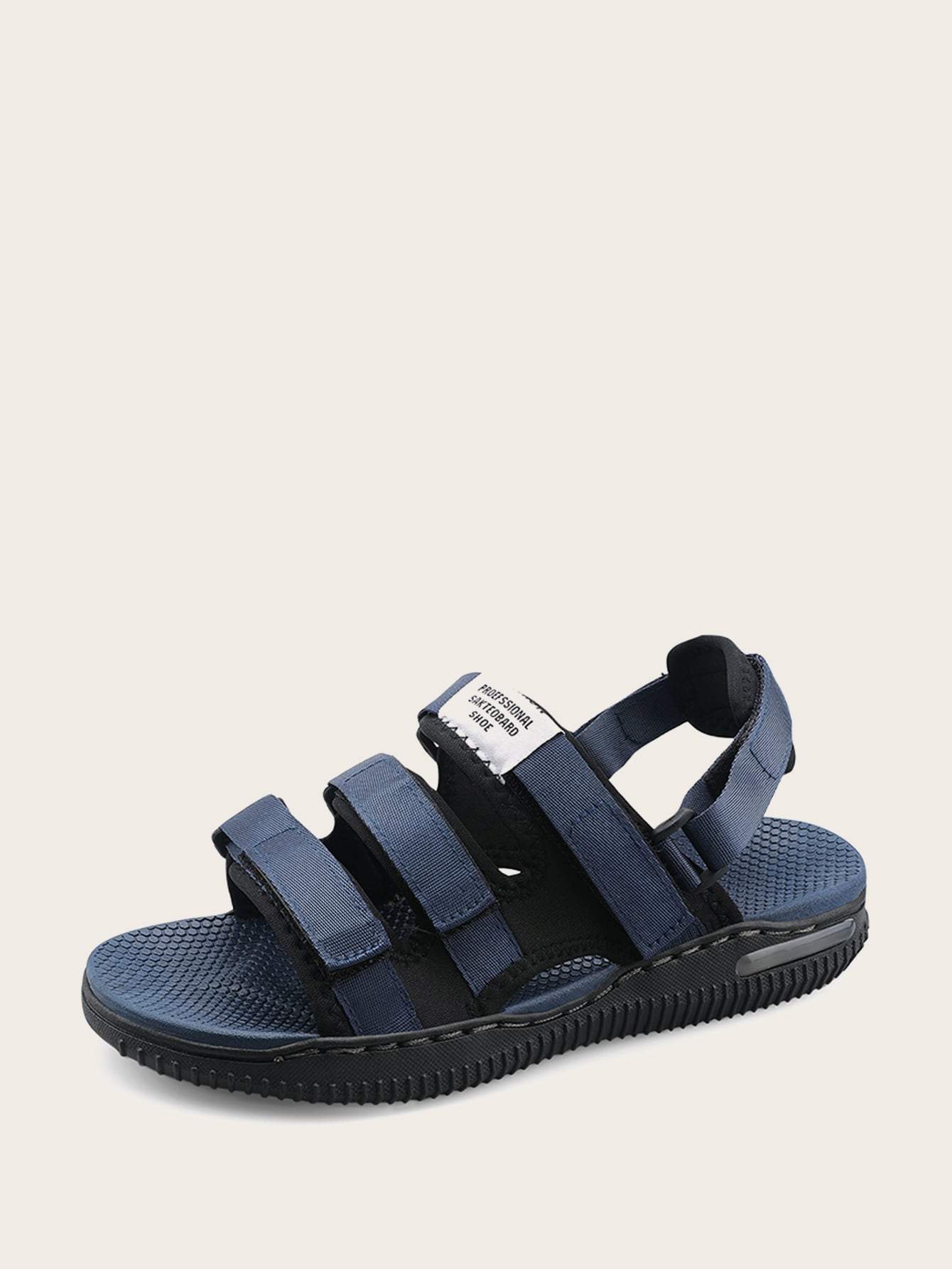 Navy Blue Hook-and-loop Straps Design Sandals