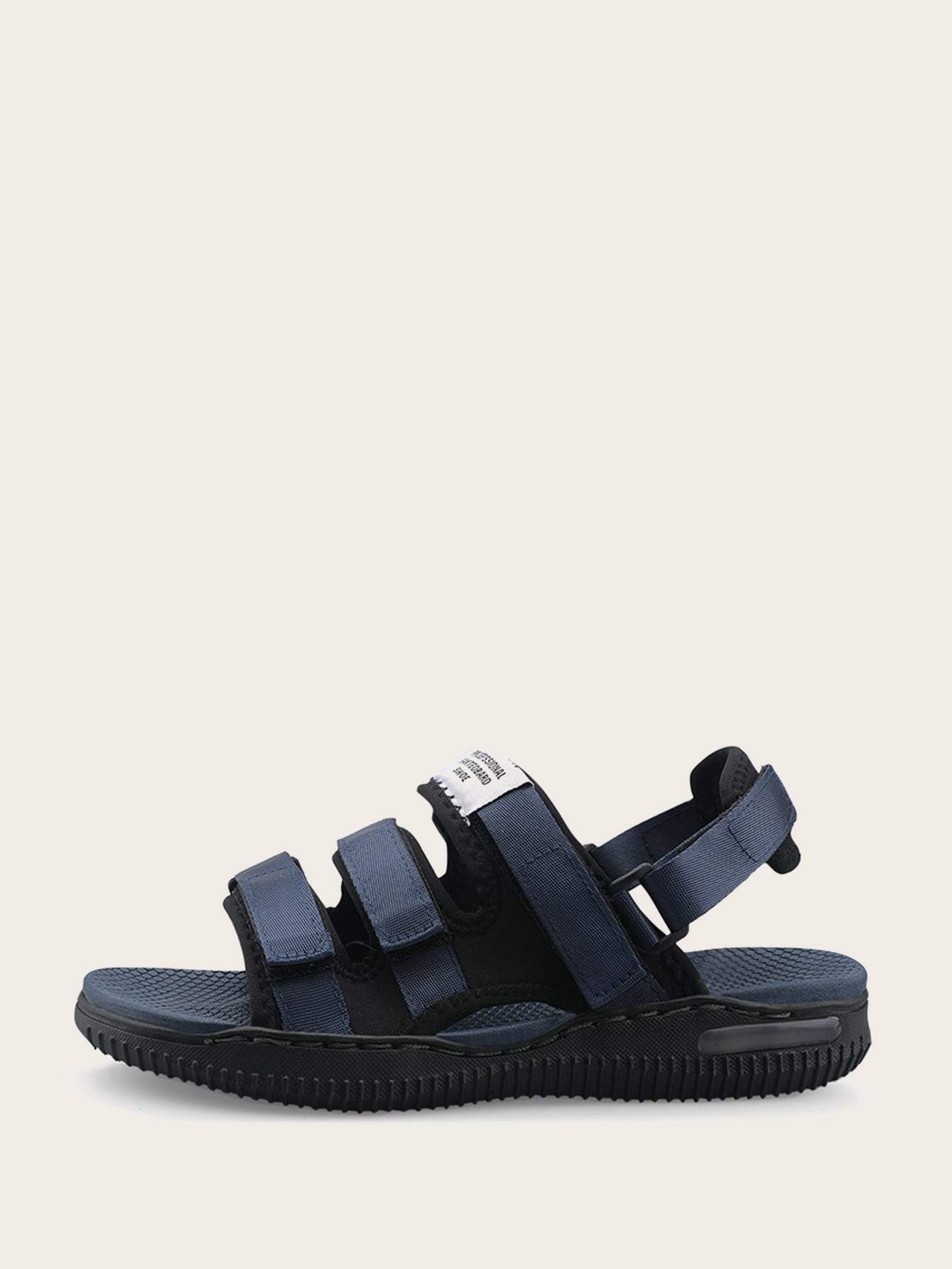 Navy Blue Hook-and-loop Straps Design Sandals
