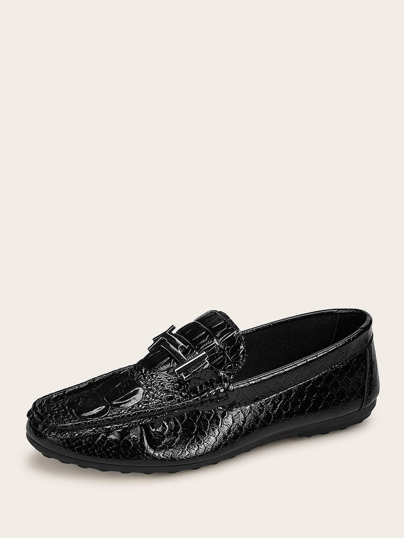 Black Round Toe Snaffle Detail Wide Fit Loafers