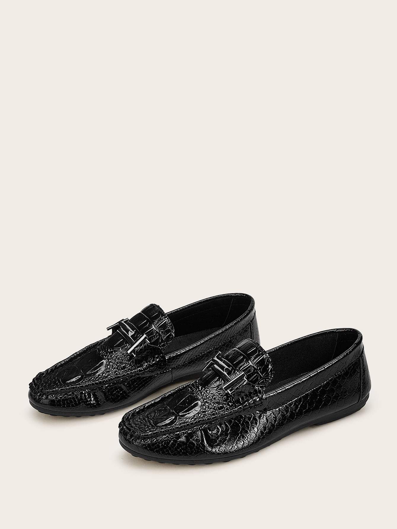 Black Round Toe Snaffle Detail Wide Fit Loafers