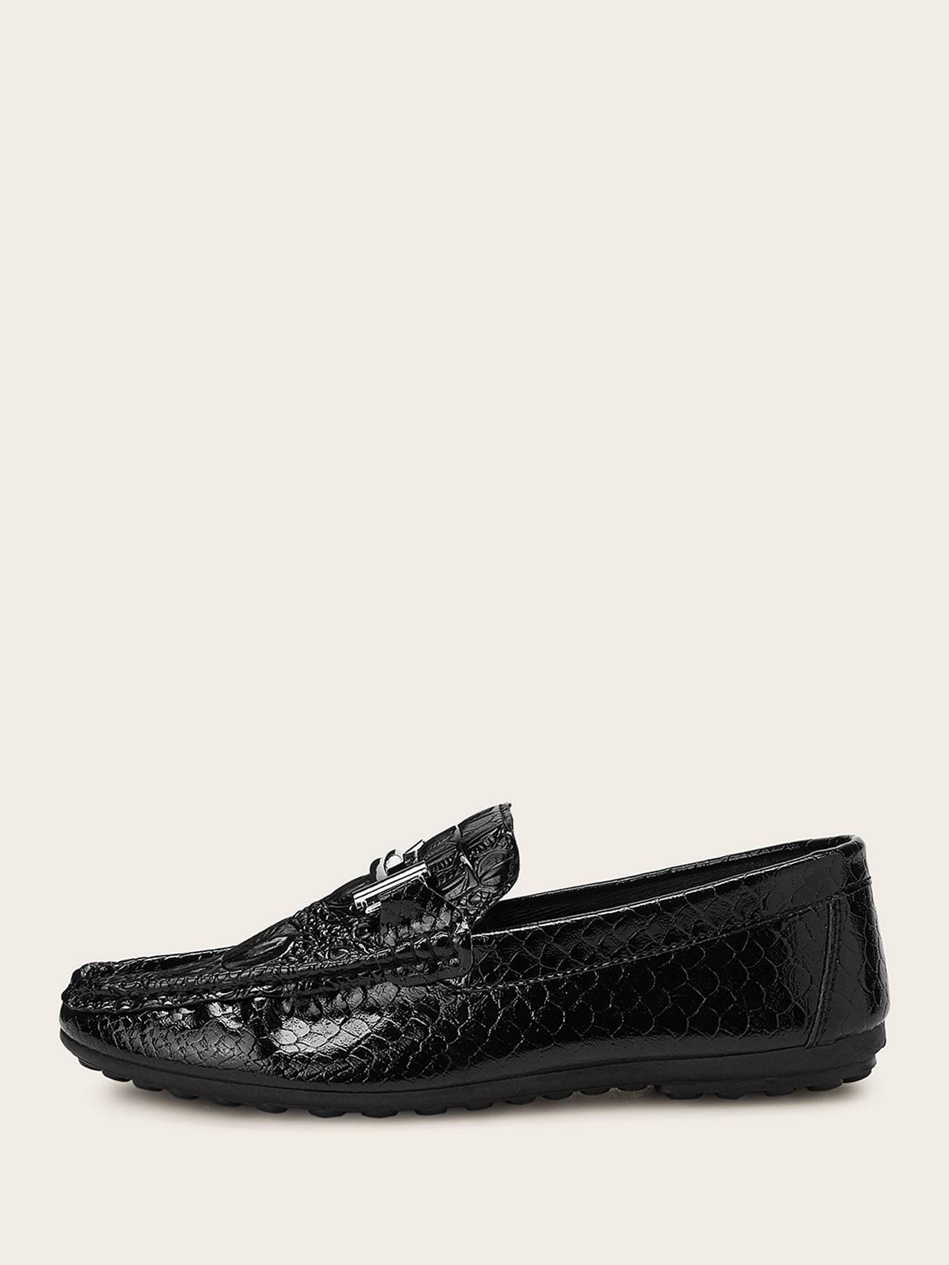Black Round Toe Snaffle Detail Wide Fit Loafers