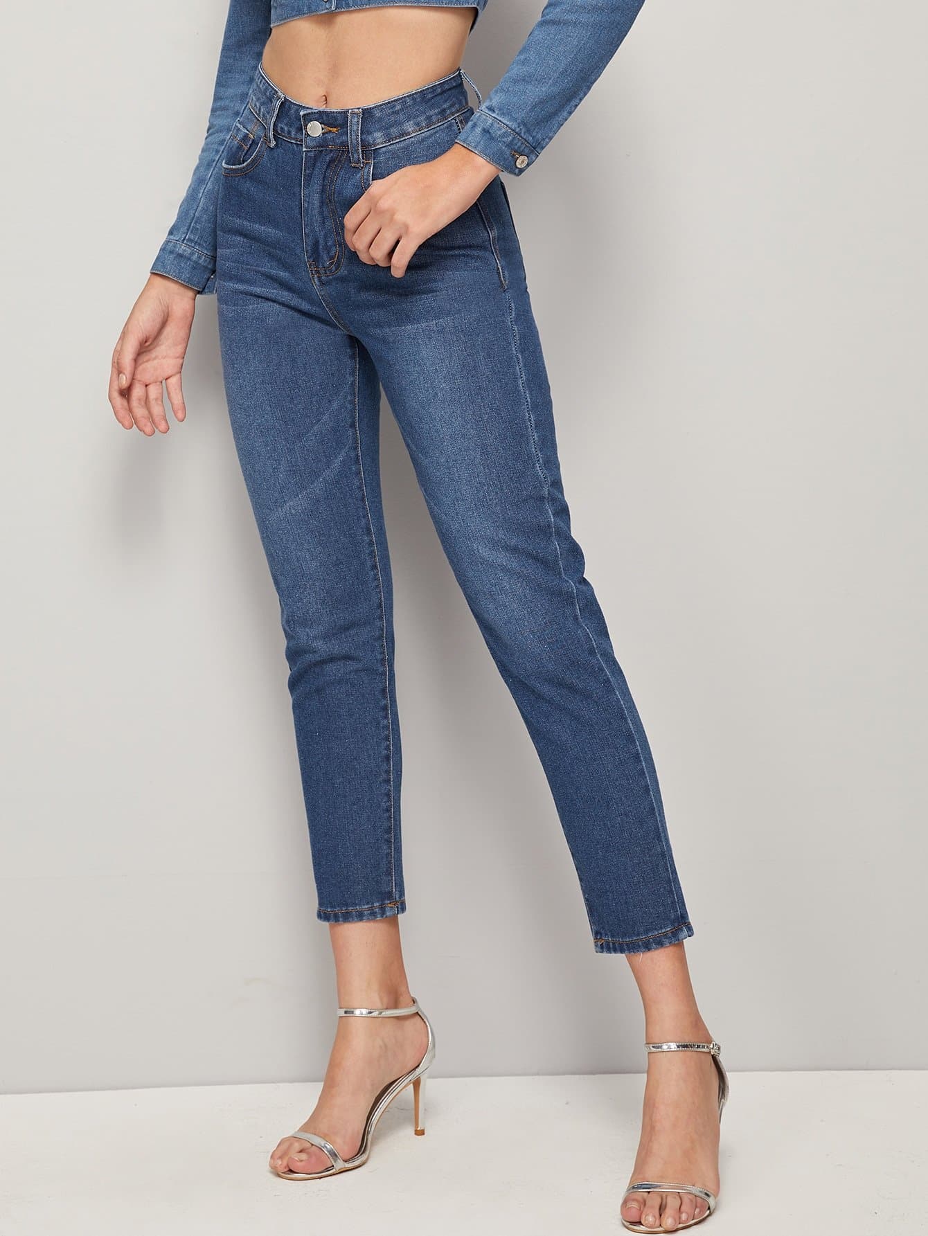 Blue Off Shoulder Slim Fit Single Breasted Button Front Bardot Crop Denim Jacket