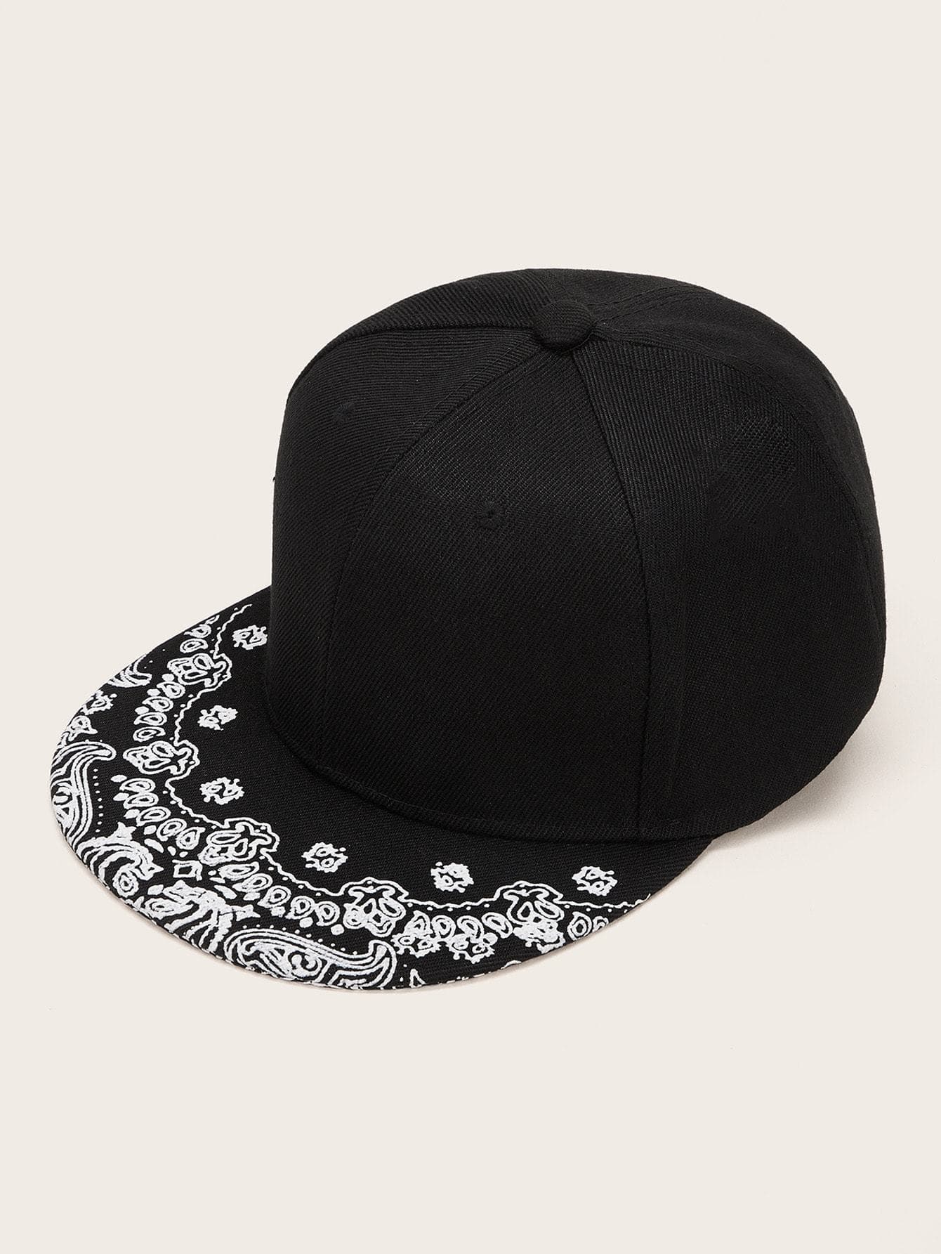 Black and White Cashew Pattern Snap Cap