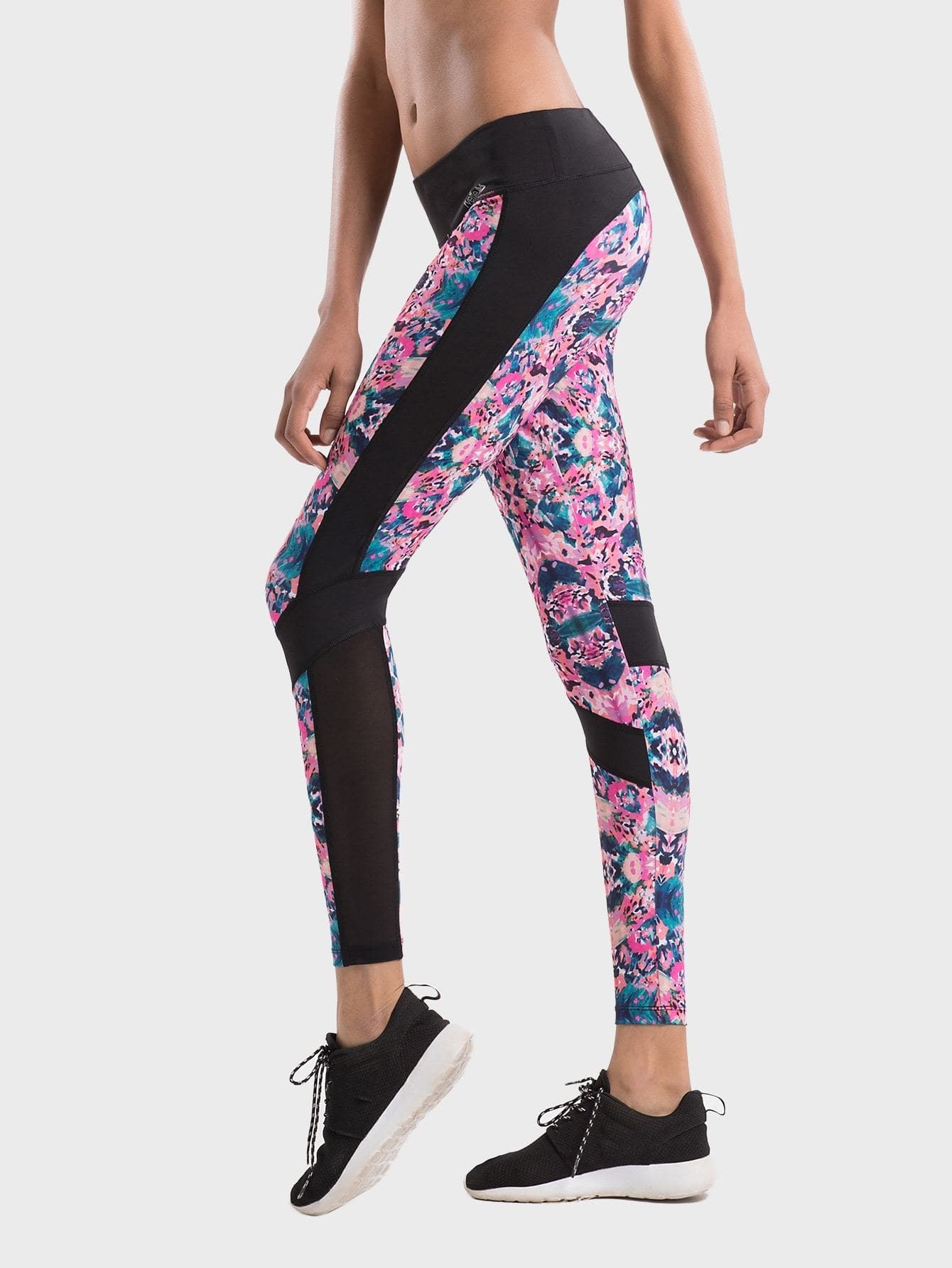 Wide Waistband Mesh Insert Tie Dye Leggings