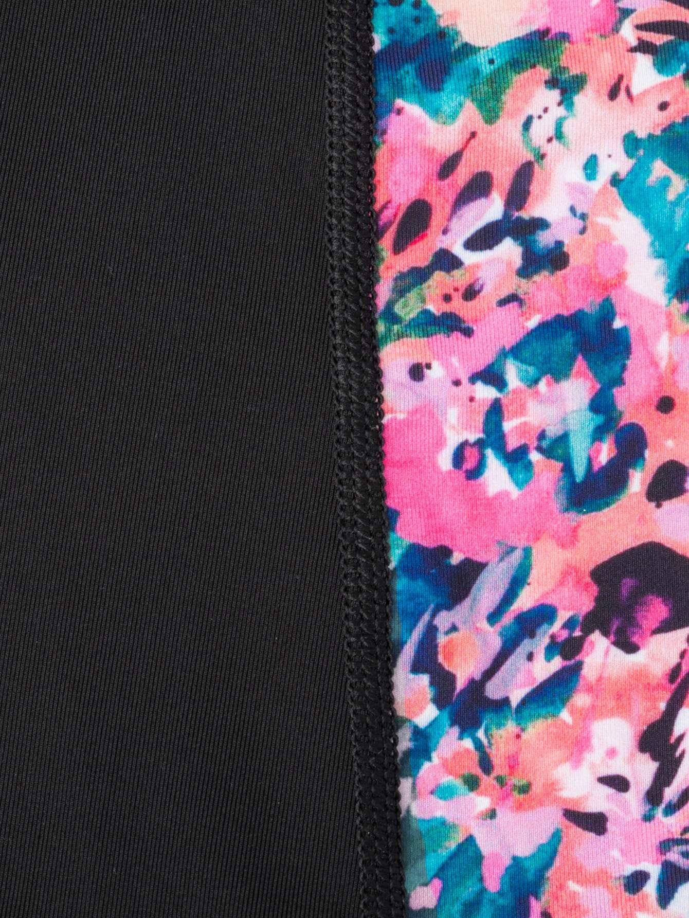 Wide Waistband Mesh Insert Tie Dye Leggings