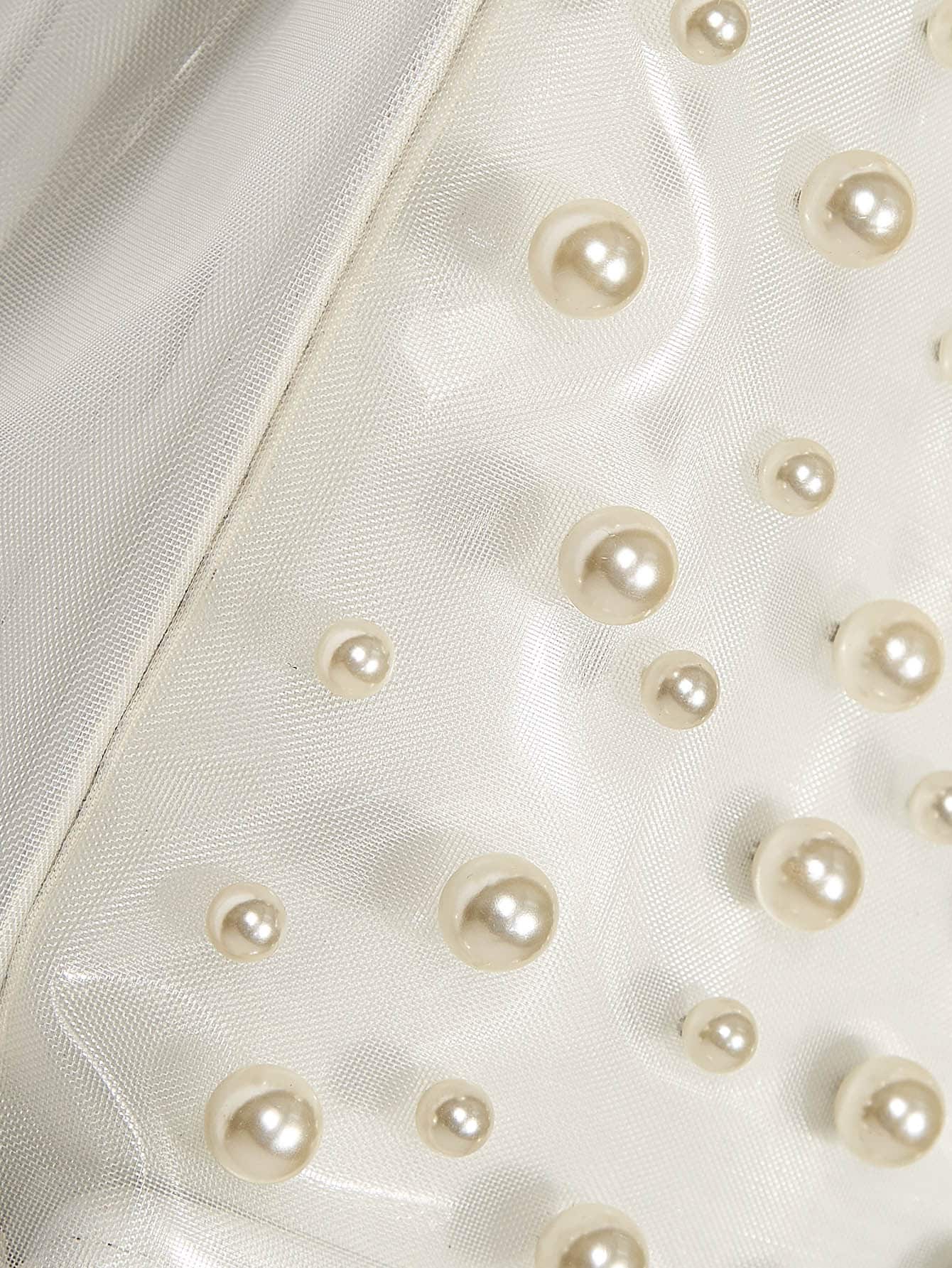 Faux Pearl Decor Clear Bag With Inner Pouch