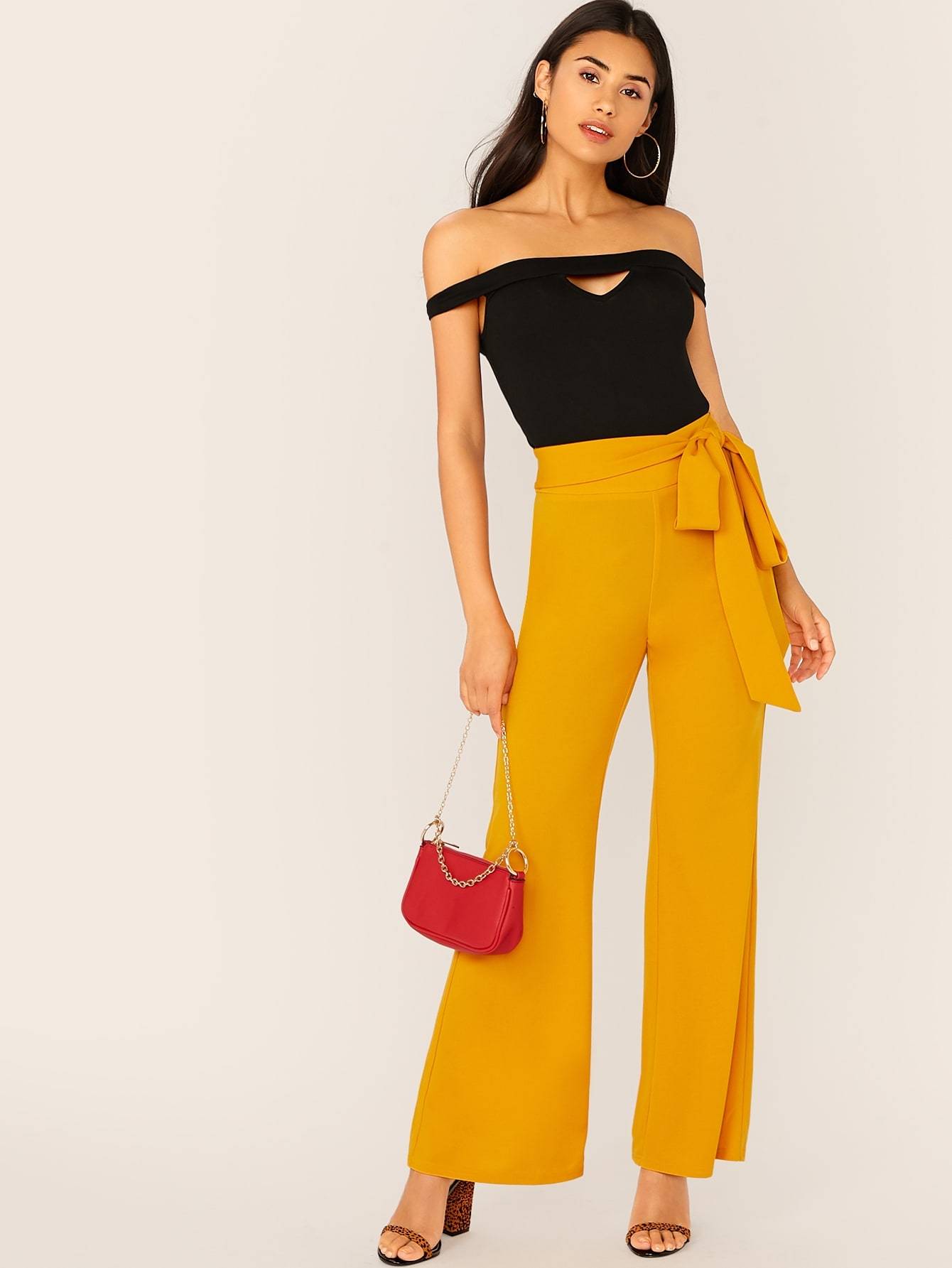 Black Cut Out Off Shoulder Peekaboo Front Bardot Bodysuit