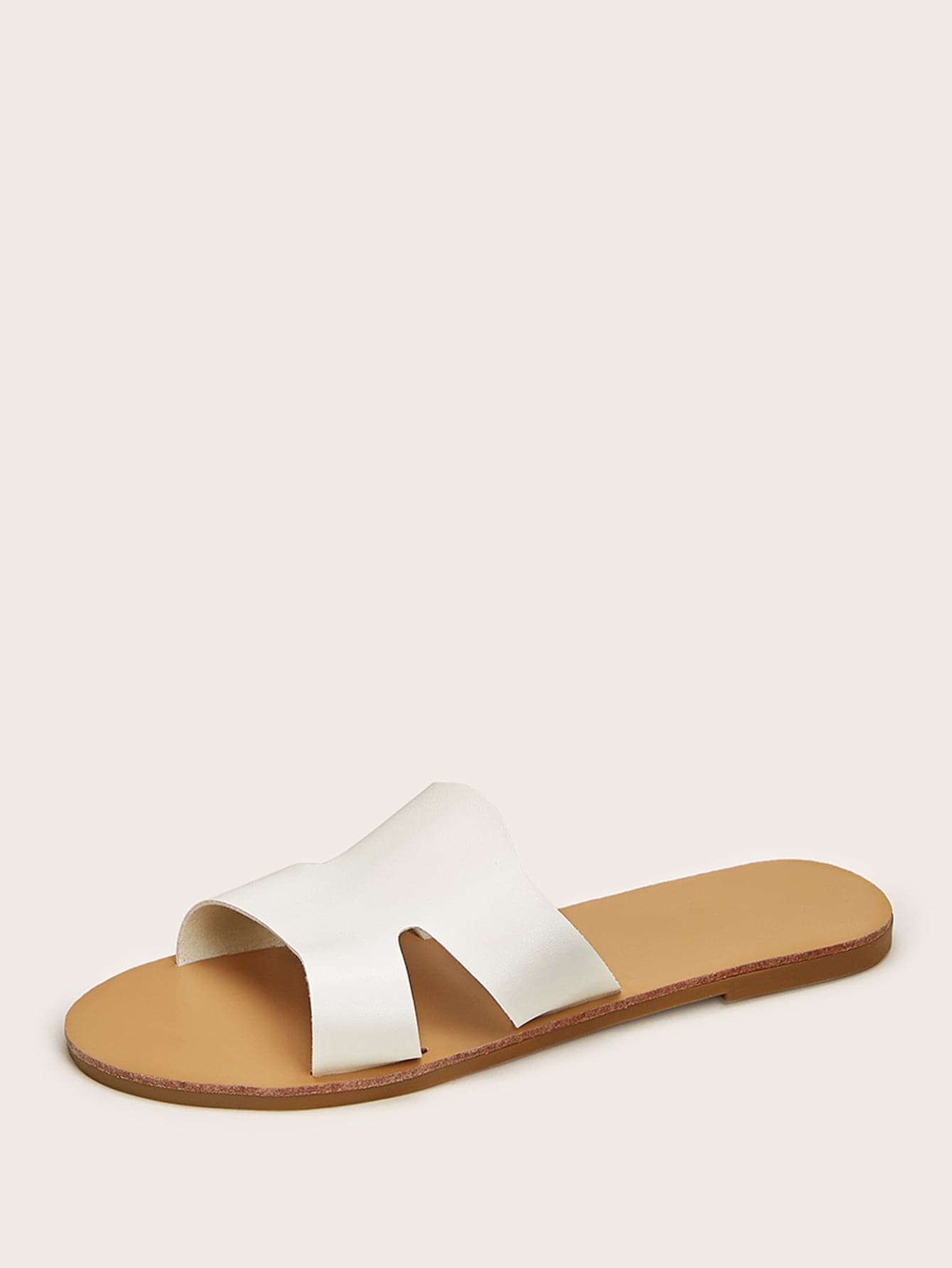 Open Toe Cut Out Flat Sliders Slippers