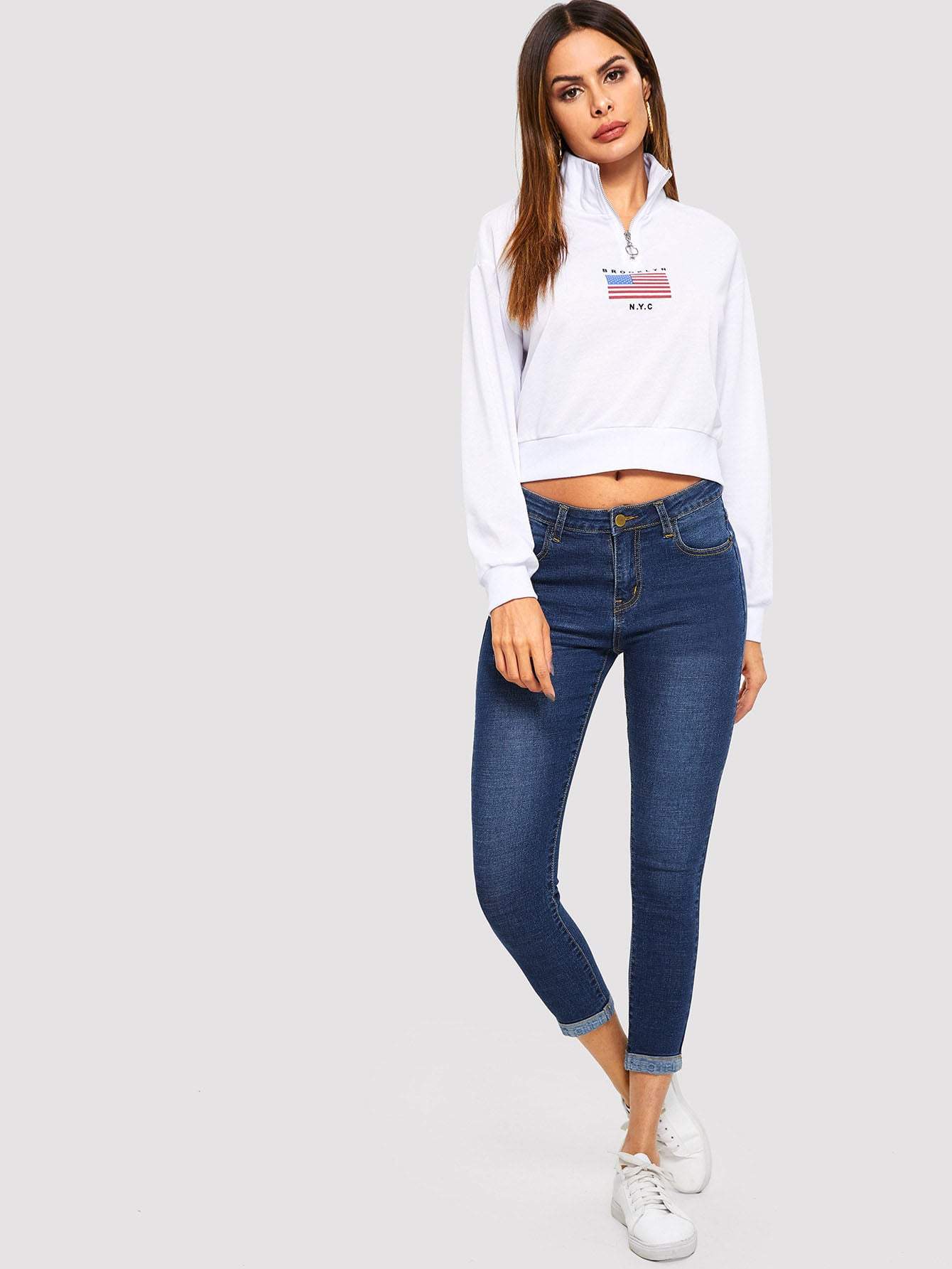 Navy Blue Dark Wash Skinny Crop Jeans