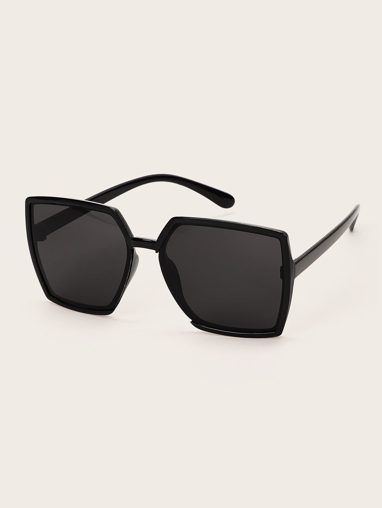 Black Plain Square Sunglasses