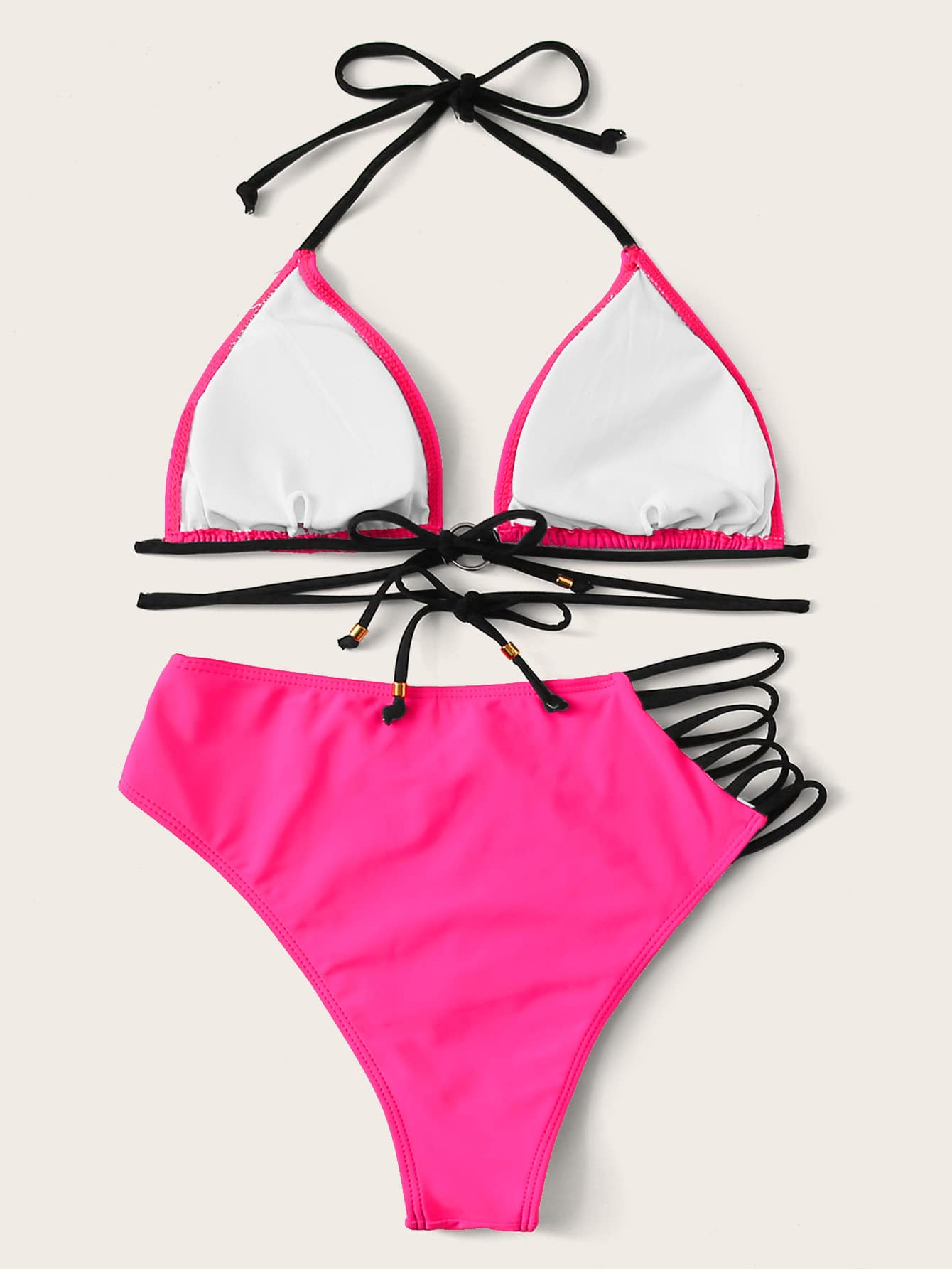 High Cut Triangle High Waist Halter Neck Bikini Swimwear