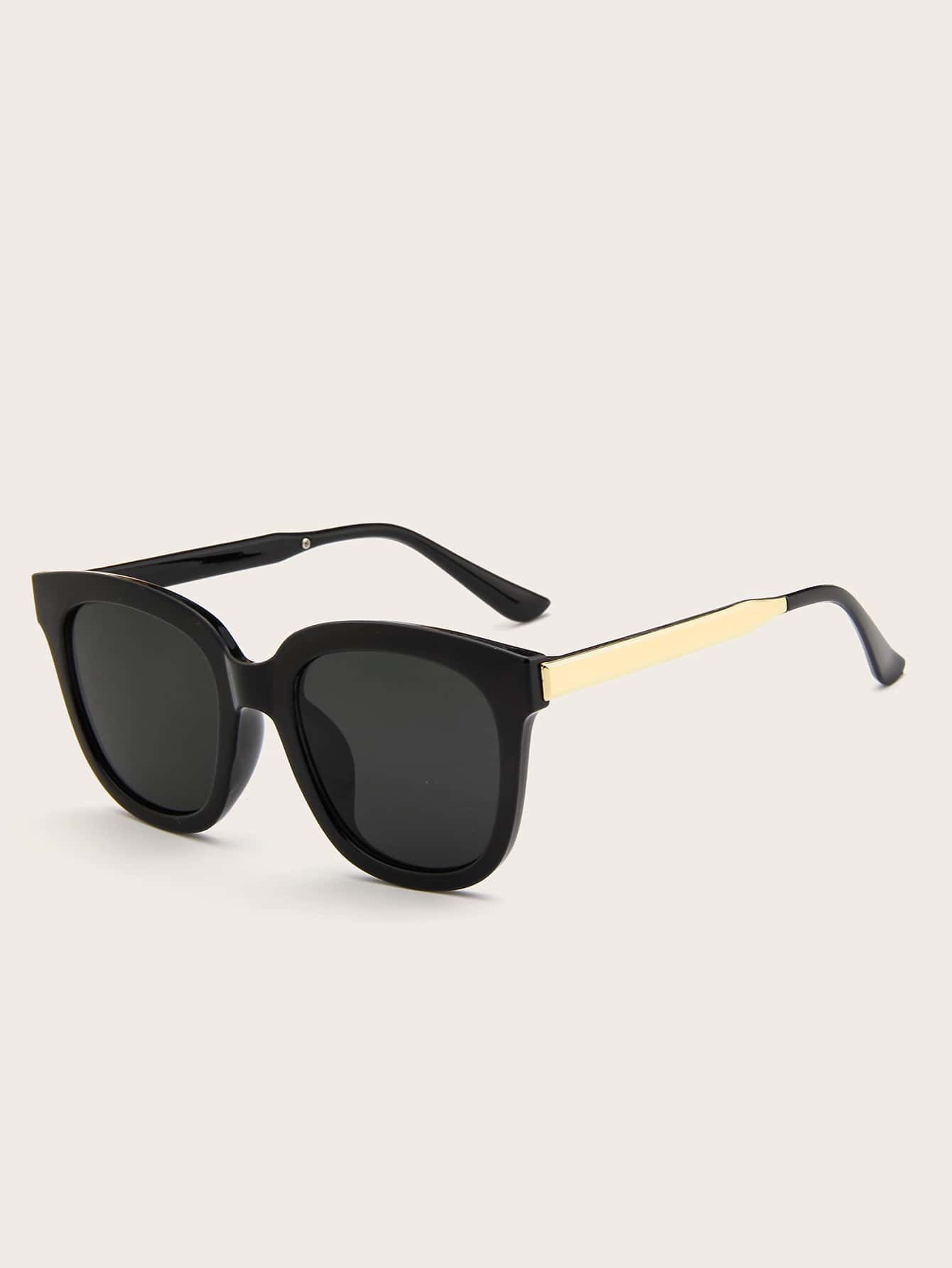 Black Plain Frame Flat Lens Sunglasses