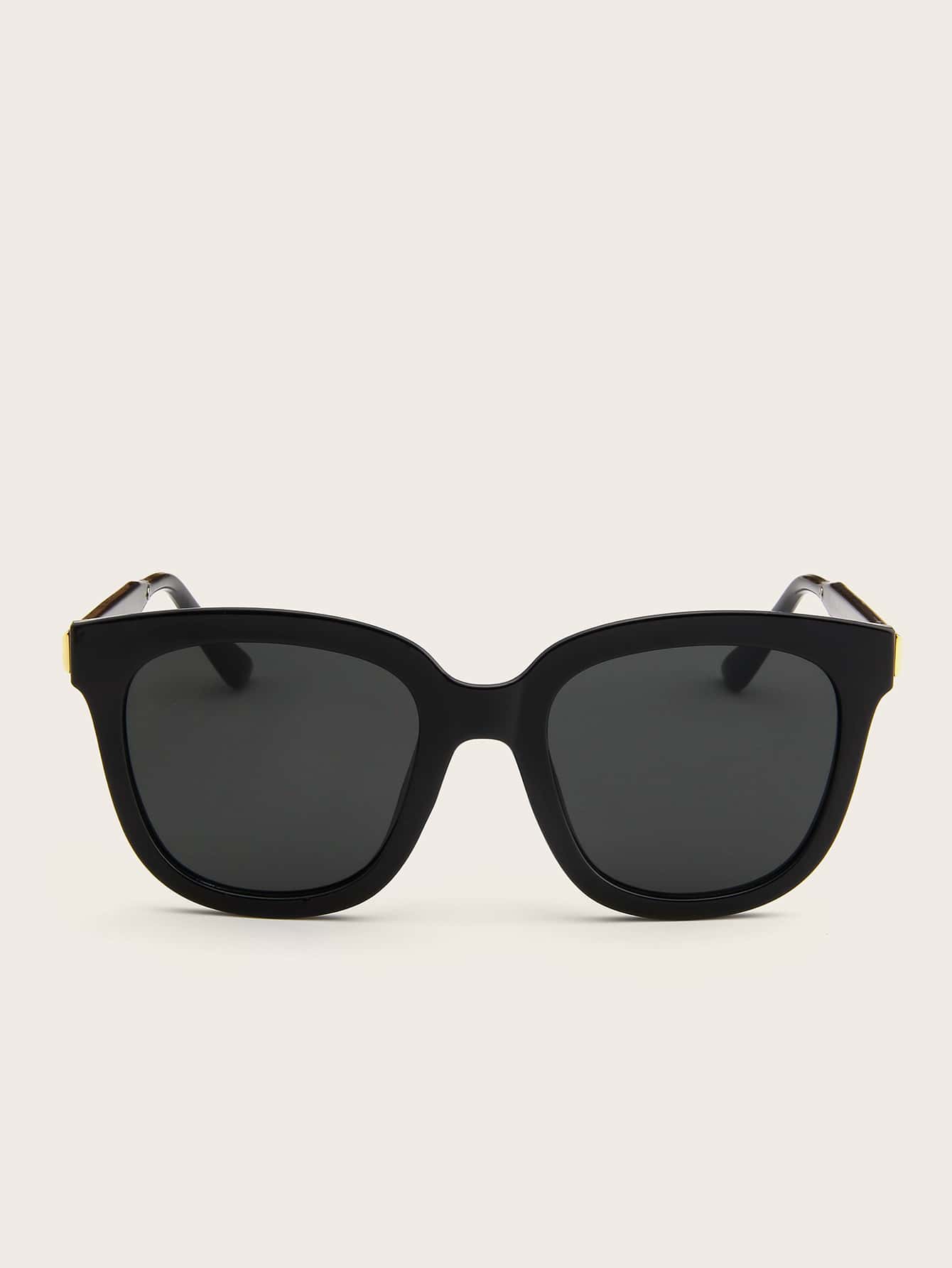 Black Plain Frame Flat Lens Sunglasses