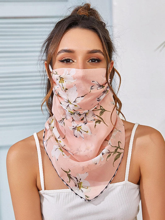 Floral Pattern Face Protection Mask Scarf