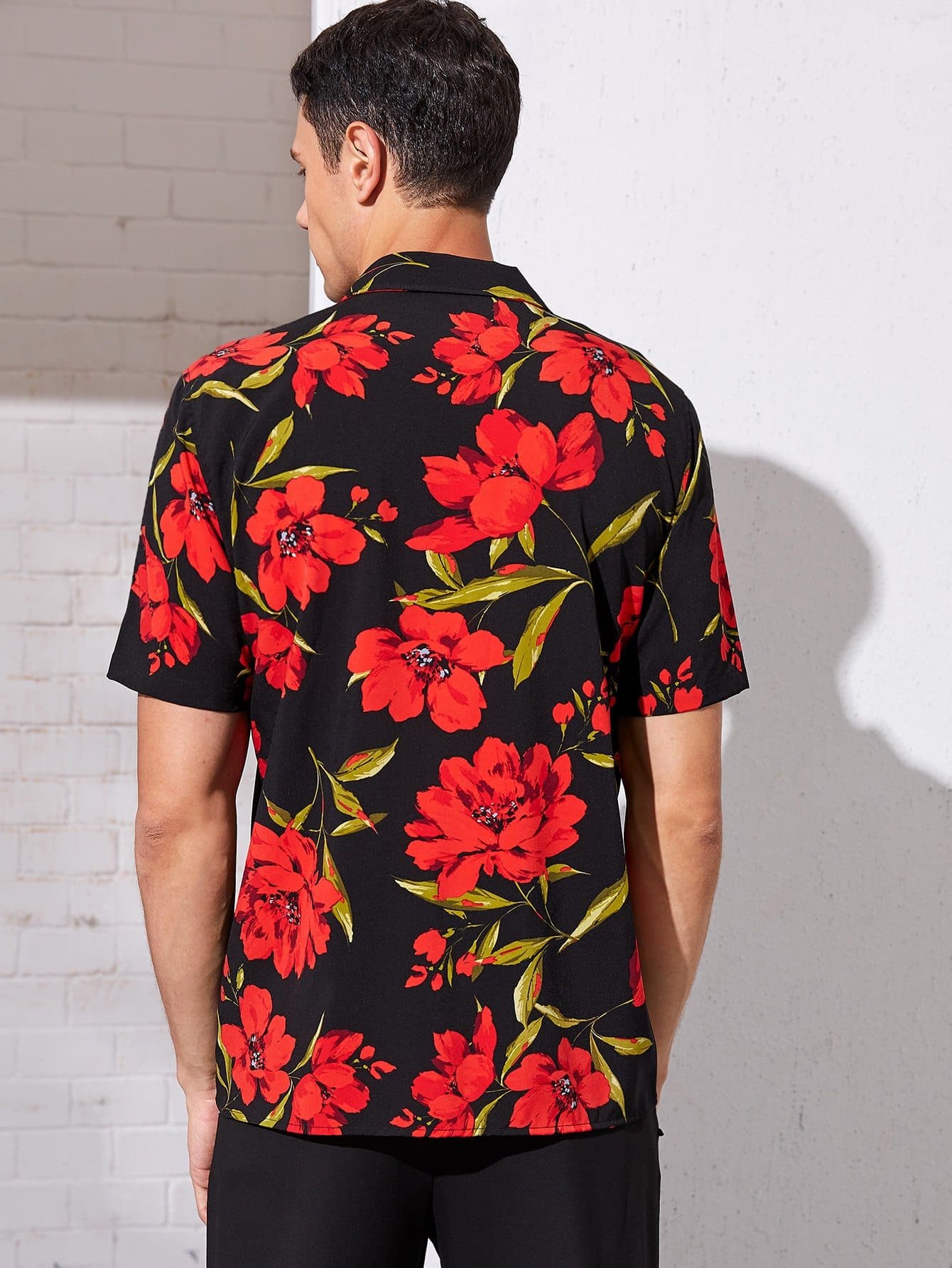 Button Front Floral Print Shirt