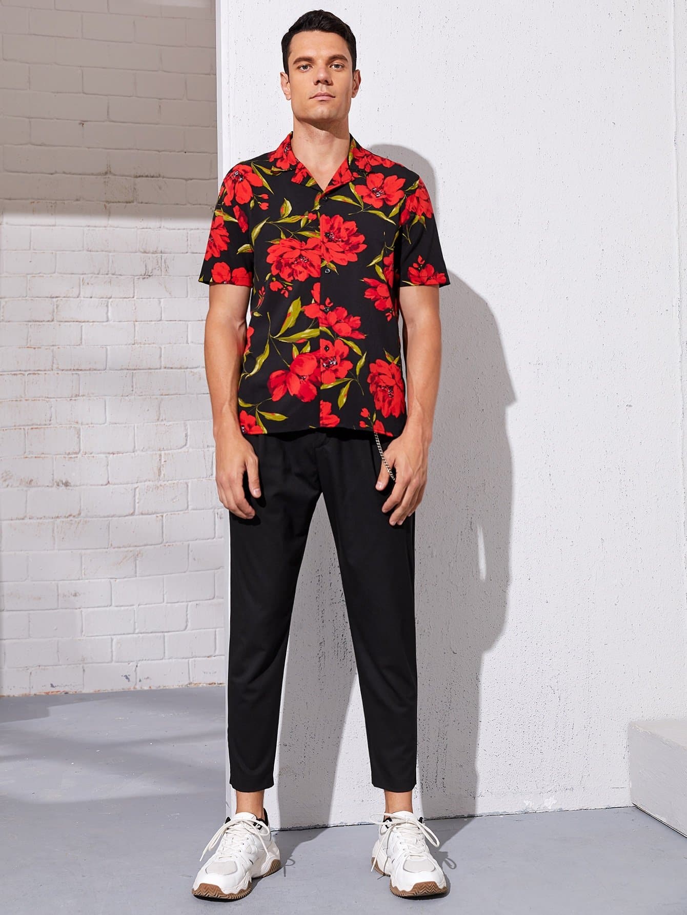 Button Front Floral Print Shirt