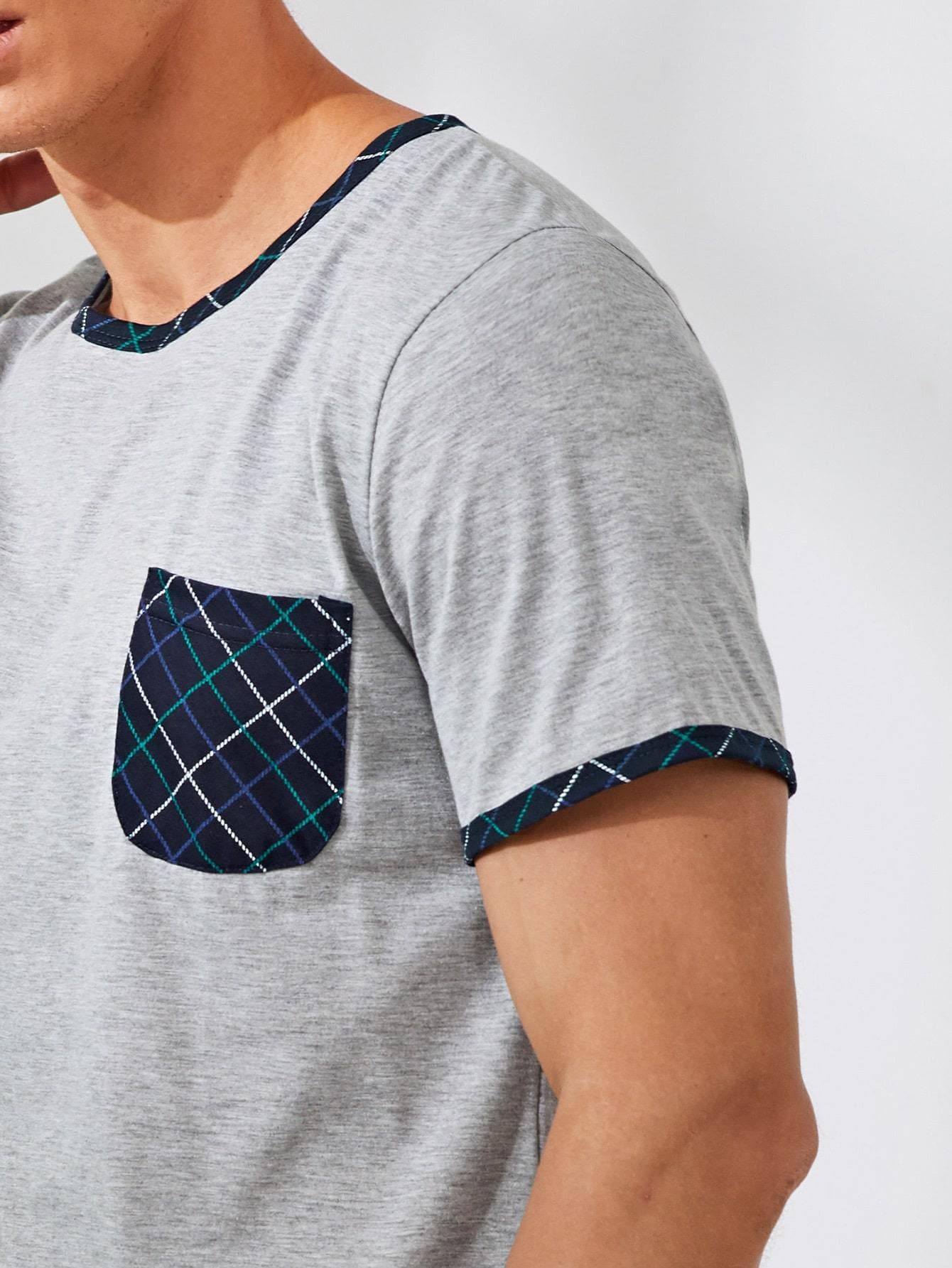 Round Neck Plaid Short Sleeve top and Shorts Pyjama Sleepwear Set