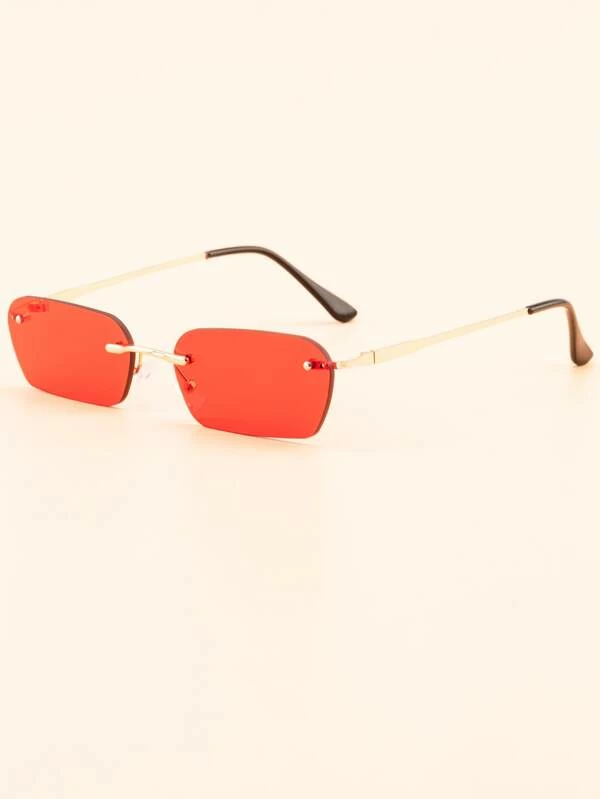 Rimless Oval Square Frame Sunglasses
