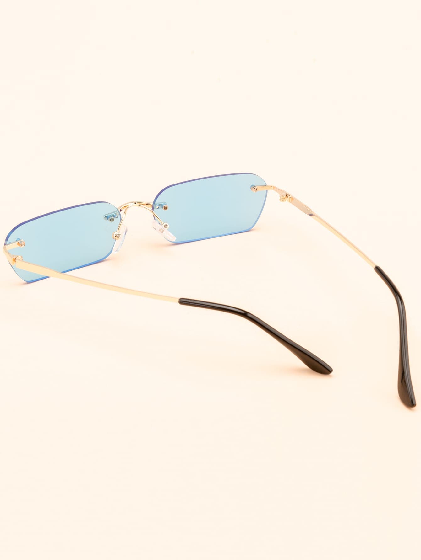 Rimless Oval Square Frame Sunglasses