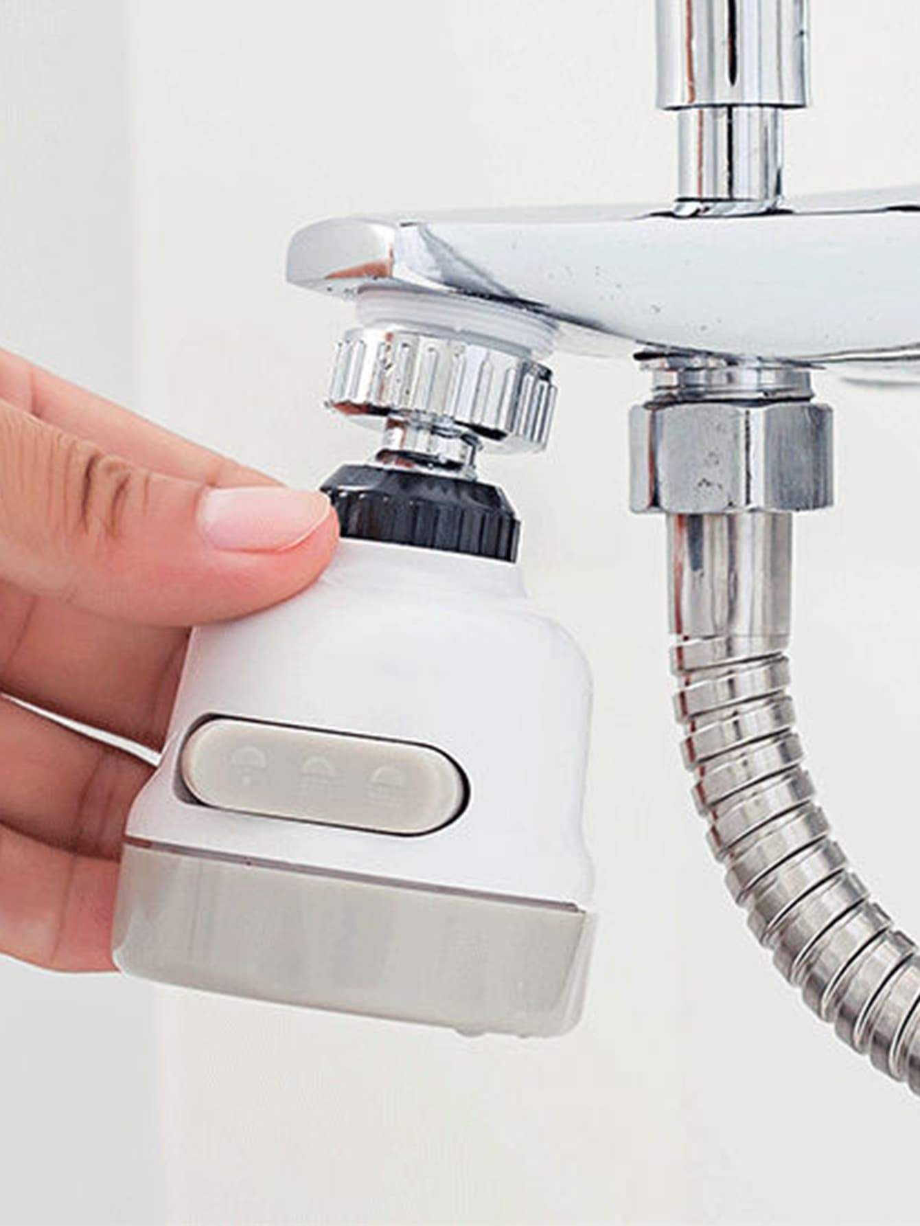 1pc Stainless Steel White Adjustable Faucet Filter