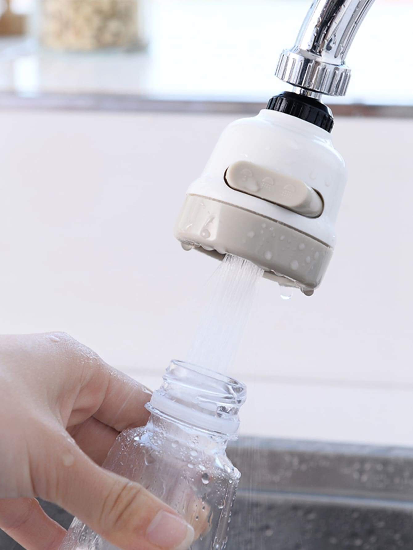 1pc Stainless Steel White Adjustable Faucet Filter