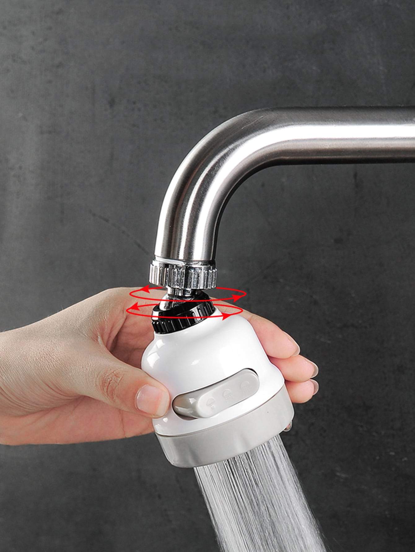 1pc Stainless Steel White Adjustable Faucet Filter