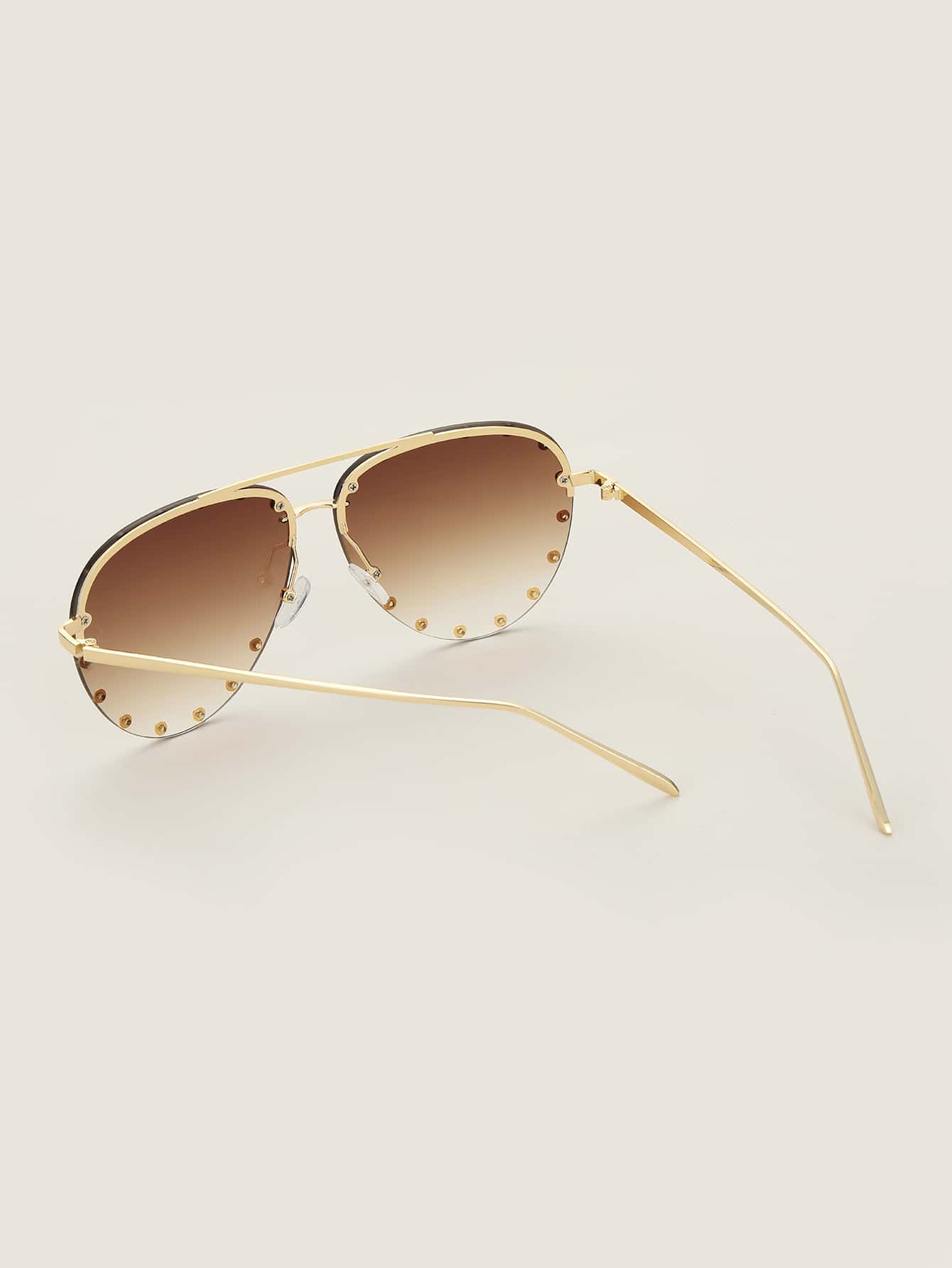 Rivet Decor Aviator Rimless Sunglasses