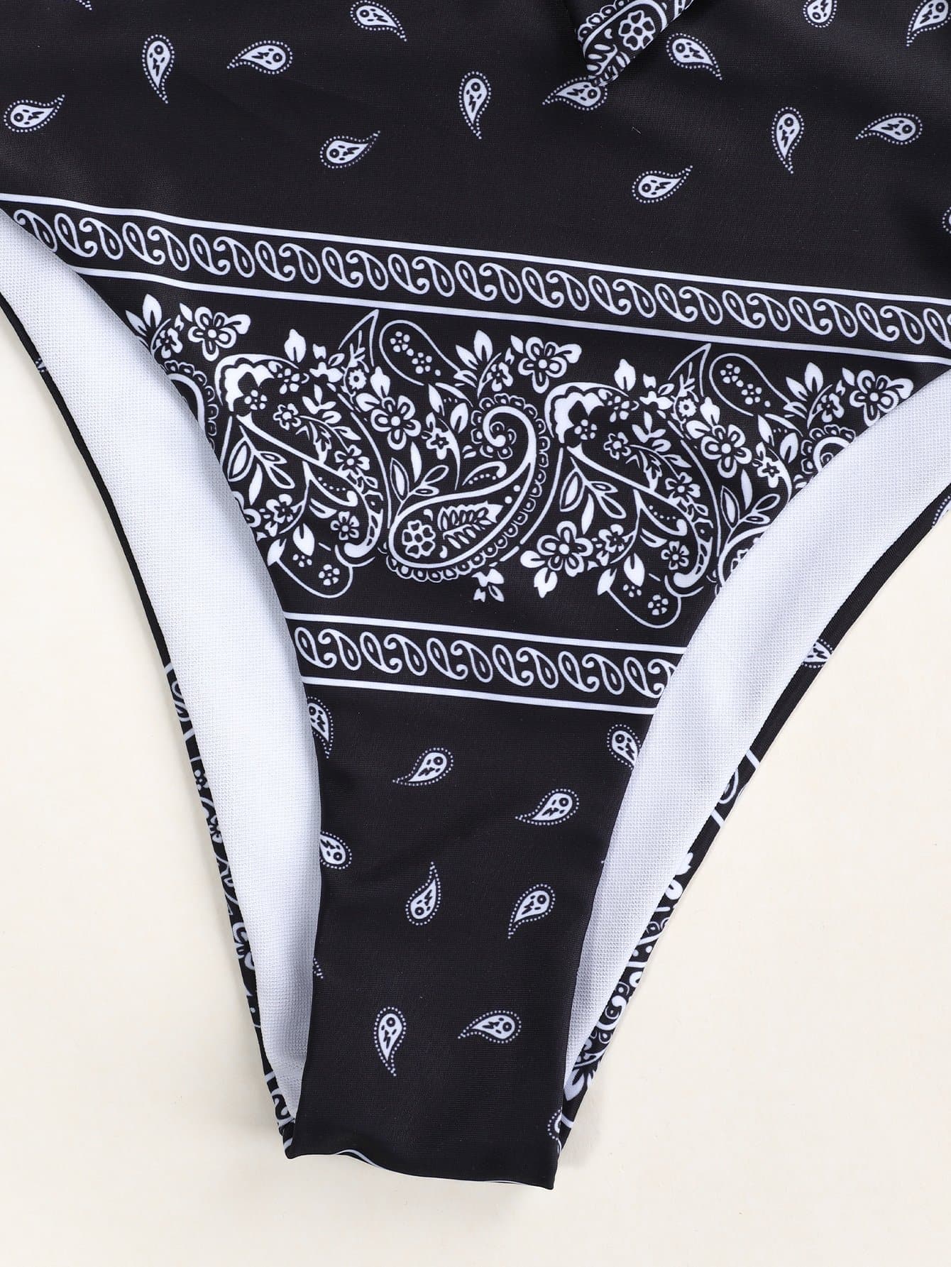 Tribal Knot Halter Triangle High Waist Bikini Swimwear
