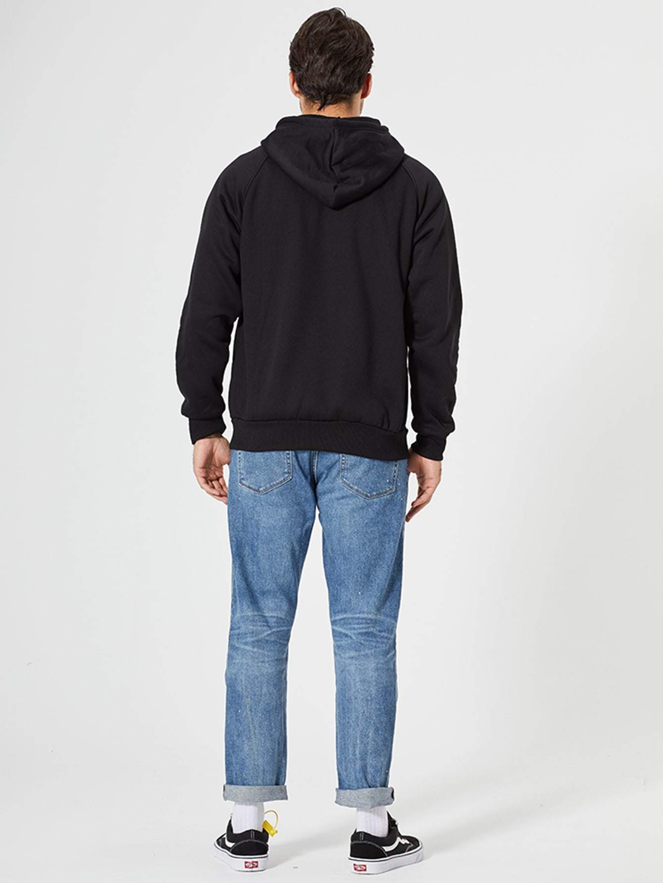 Black Letter Graphic Drawstring Hoodie