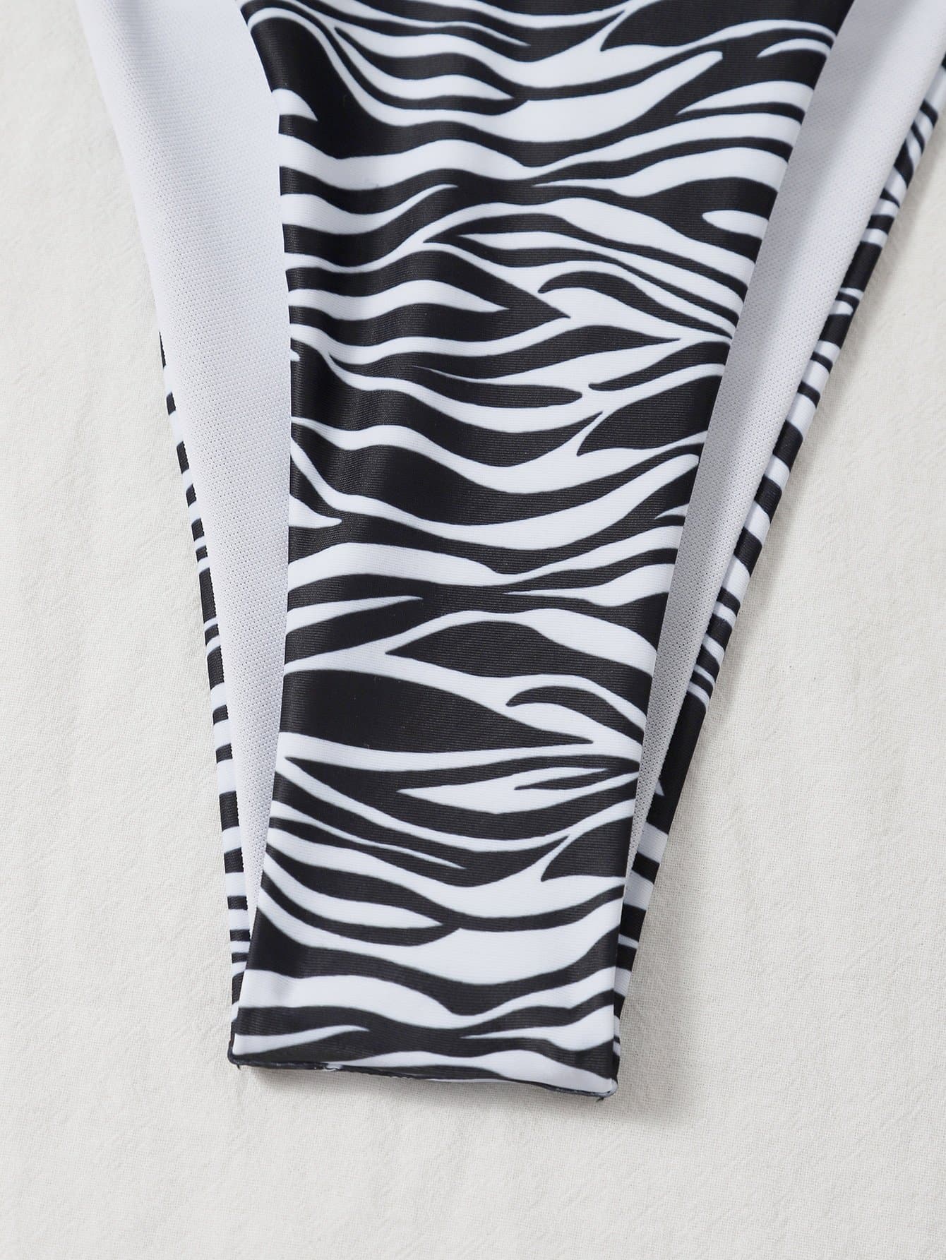 Zebra Striped Spaghetti Strap Triangle Tie Side Bikini Swimsuit