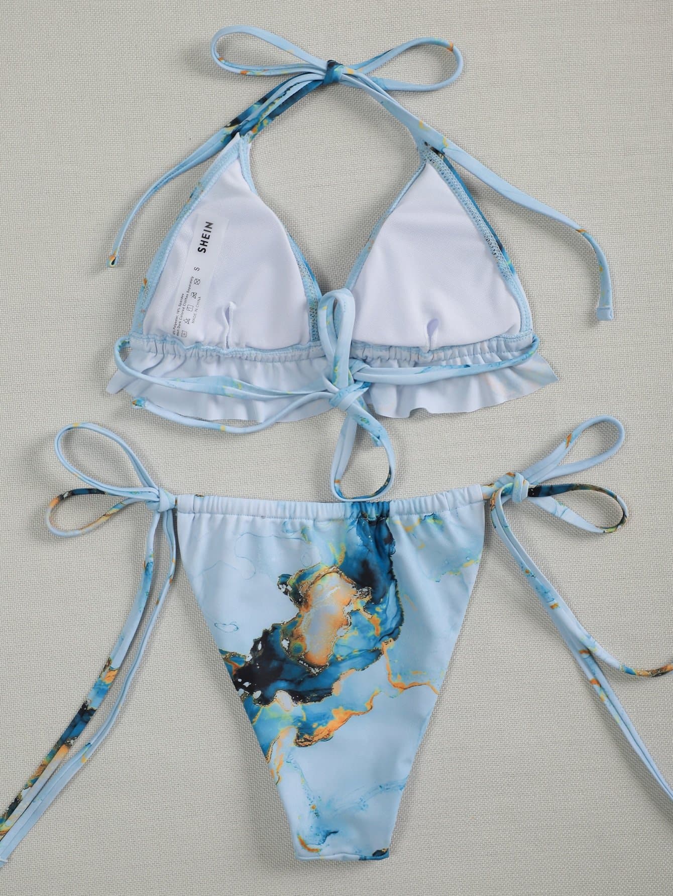 Water Color Micro Triangle Tie Side Boho Bikini Swimwear