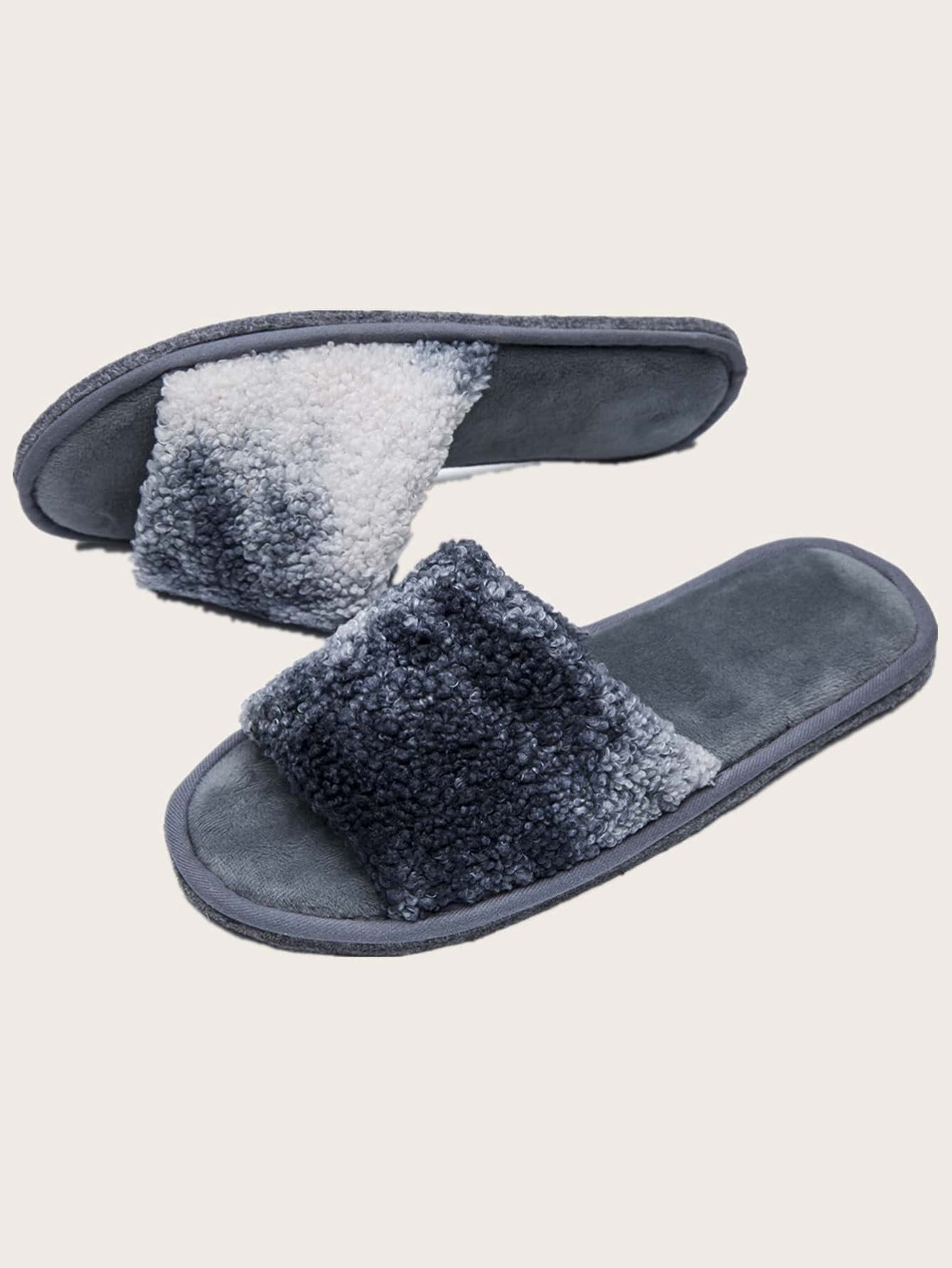 Open Toe Fluffy Faux Fur Slippers