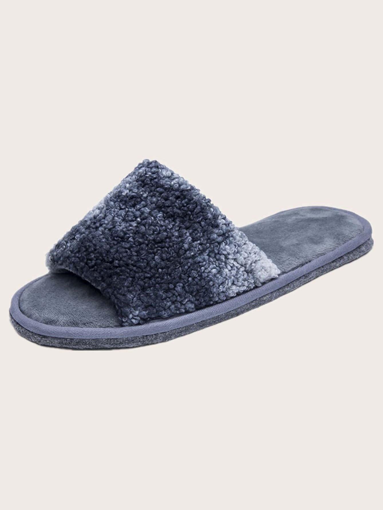 Open Toe Fluffy Faux Fur Slippers