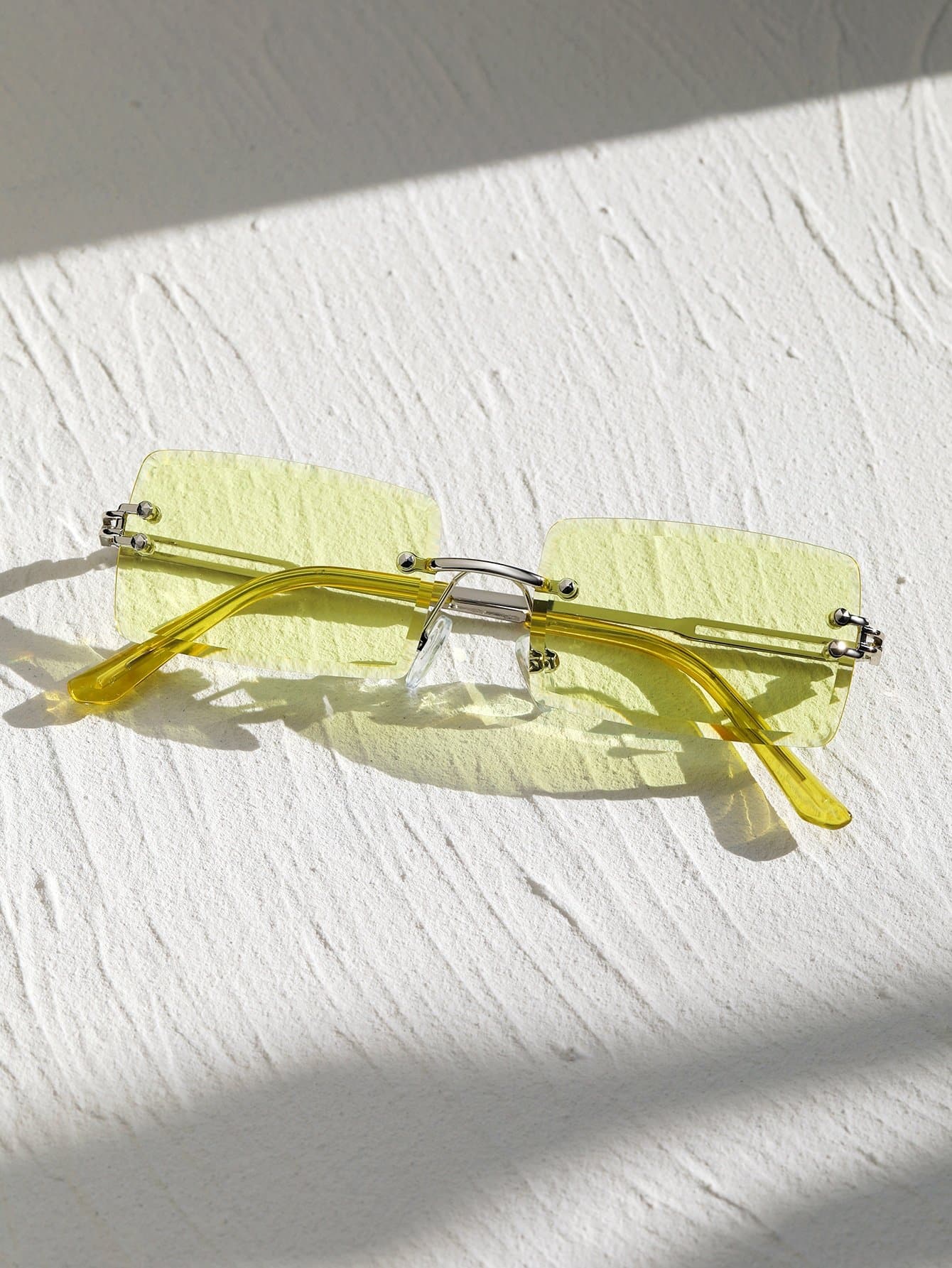 Square Rivet Decor Rimless Sunglasses